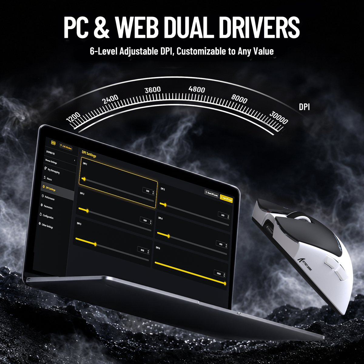 ATTACK SHARK X11 PRO V2 Kabellose Gaming-Maus mit TFT-Display, Ladestation und C06 Spiralkabel