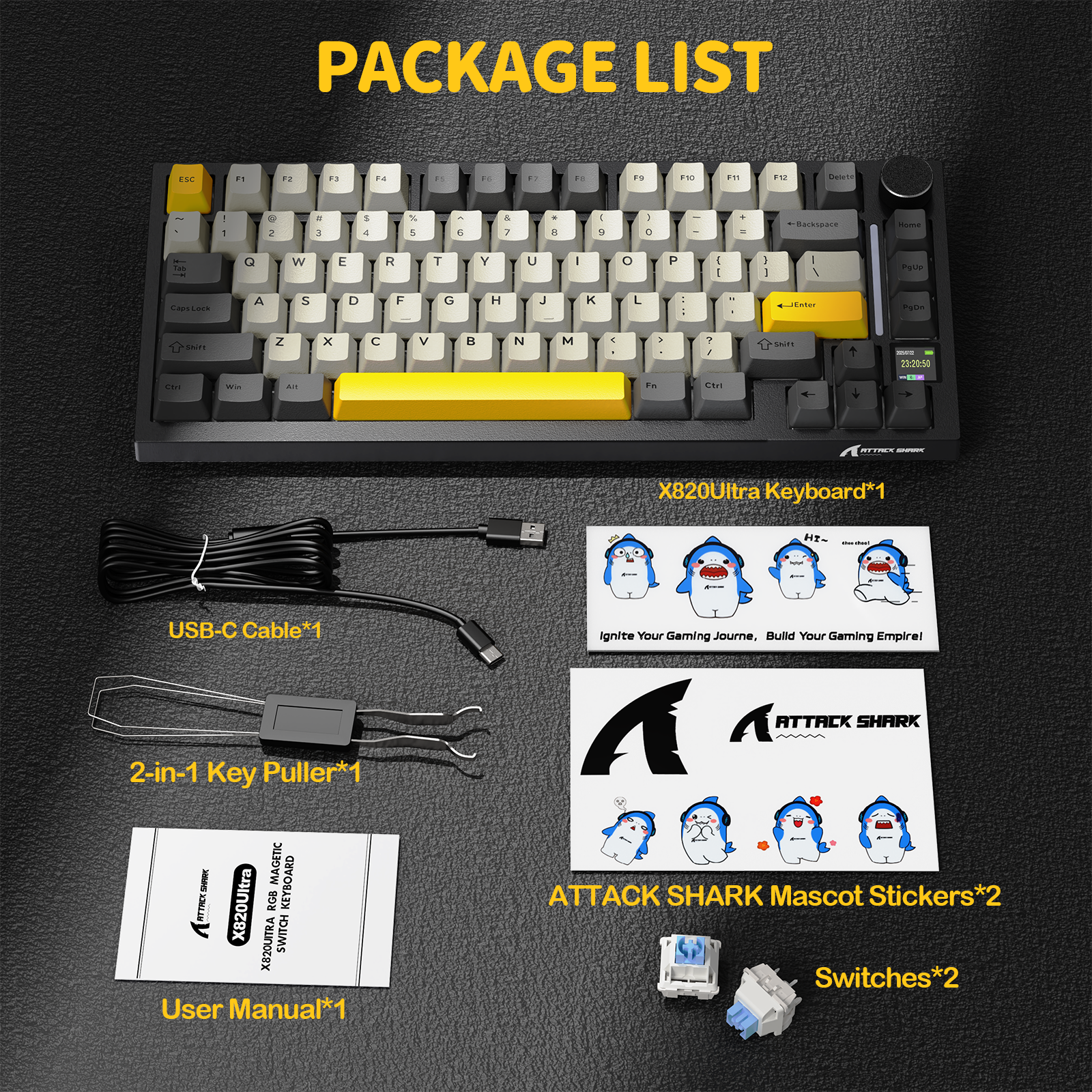 ATTACK SHARK X820Ultra Tri-Mode-Dichtungs-Mechanische Tastatur