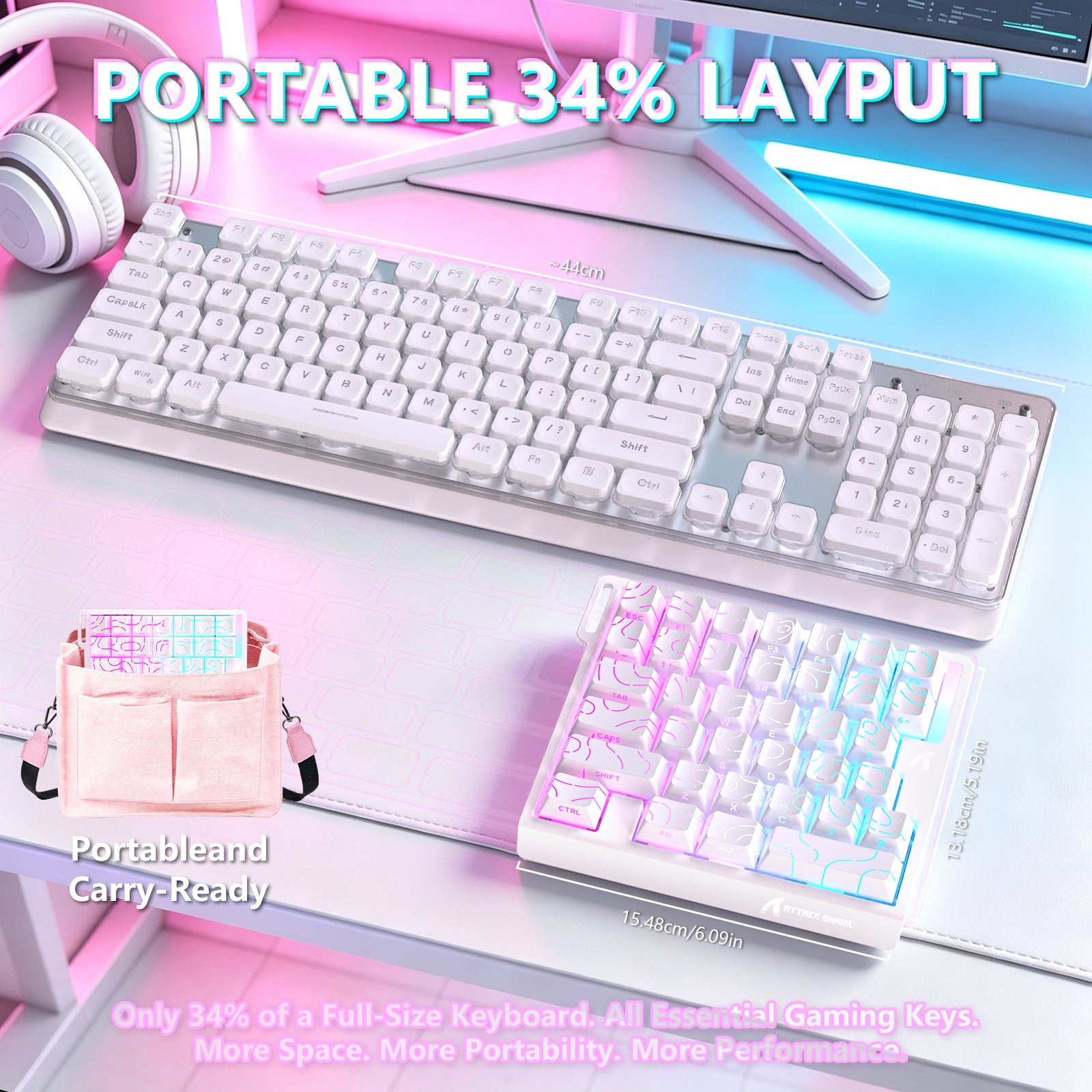 ATTACK SHARK M36 HE Einhändiges Tastatur mit Magnetischem Schalter & C01 ULTRA LED Aviator Kabel