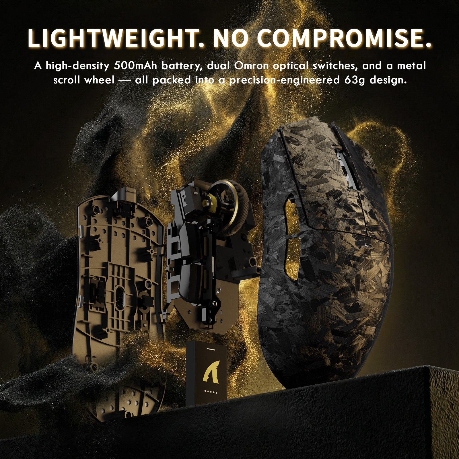 ATTACK SHARK X11 ULTRA carbon fiber wireless gaming mouse with 500mAh battery and metal scroll wheel