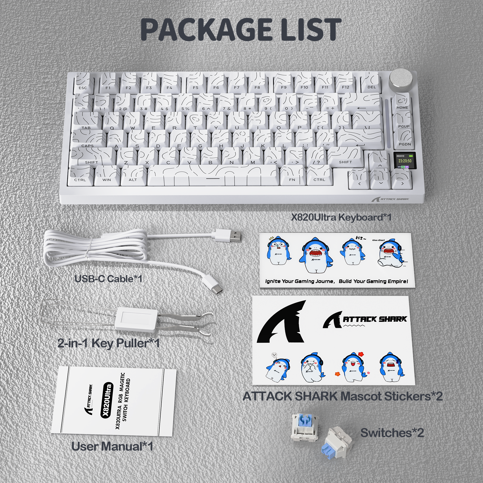 ATTACK SHARK X820Ultra Tri-Mode-Dichtungs-Mechanische Tastatur