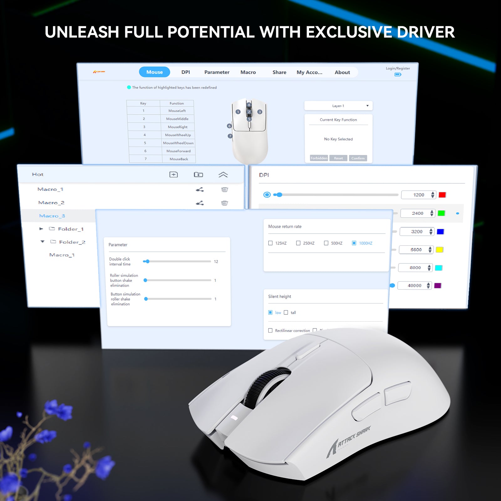 ATTACK SHARK X1 Tri-Mode-Gaming-Maus mit Touchpad RGB-Ladedock PAW3395PRO-Sensor