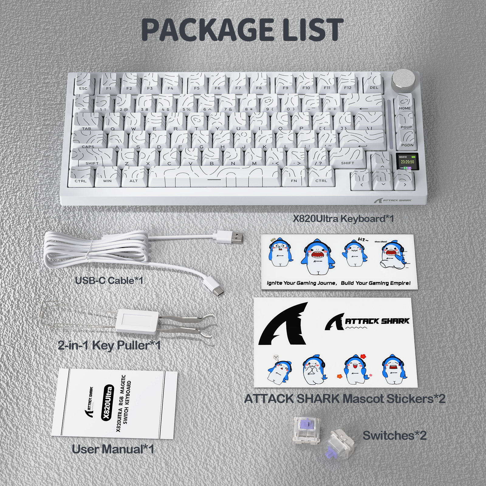 ATTACK SHARK X820Ultra Tri-Mode-Dichtungs-Mechanische Tastatur