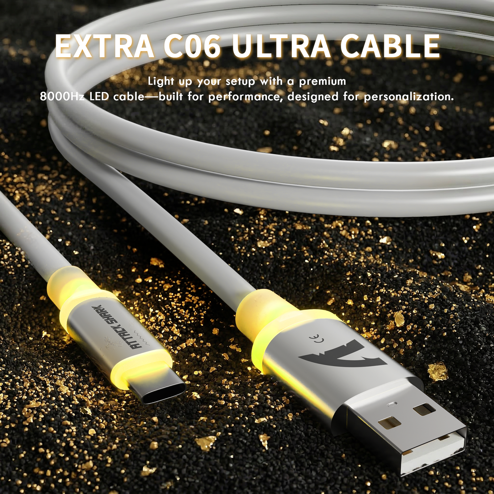ATTACK SHARK X11 ULTRA Carbonfaser Kabellose Gaming-Maus mit C06 Ultra LED-Kabel
