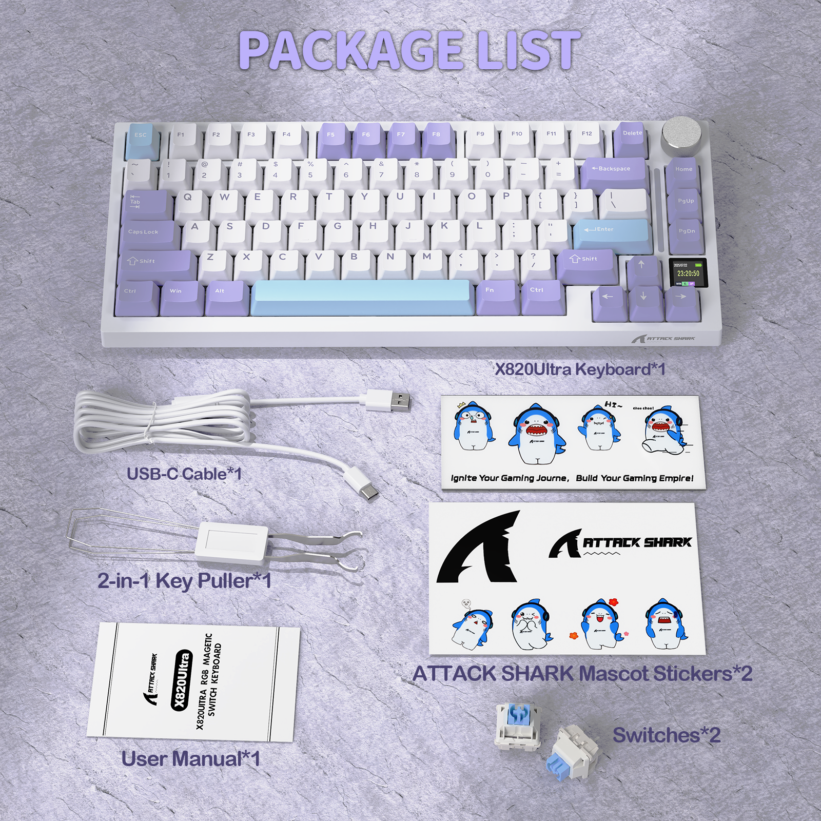 ATTACK SHARK X820Ultra Tri-Mode-Dichtungs-Mechanische Tastatur