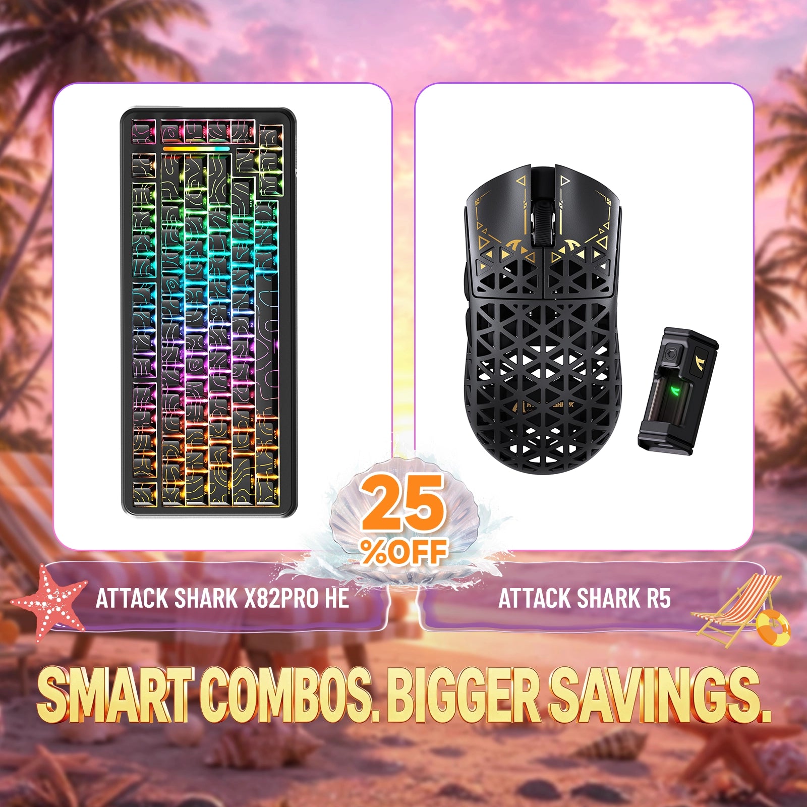 ATTACK SHARK X82PRO HE Rapid Trigger Tastatur + R5 Carbonfaser Kabellose Gaming-Maus Bundle