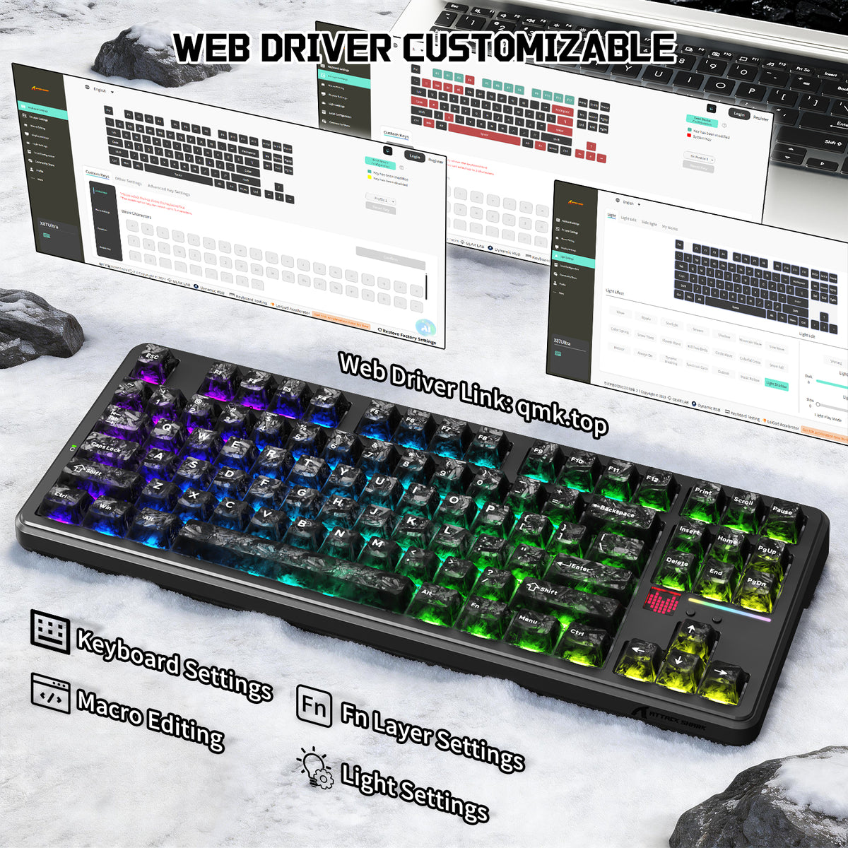 ATTACK SHARK X87 ULTRA Kabellose mechanische Tastatur mit 8K Wireless-Empfänger