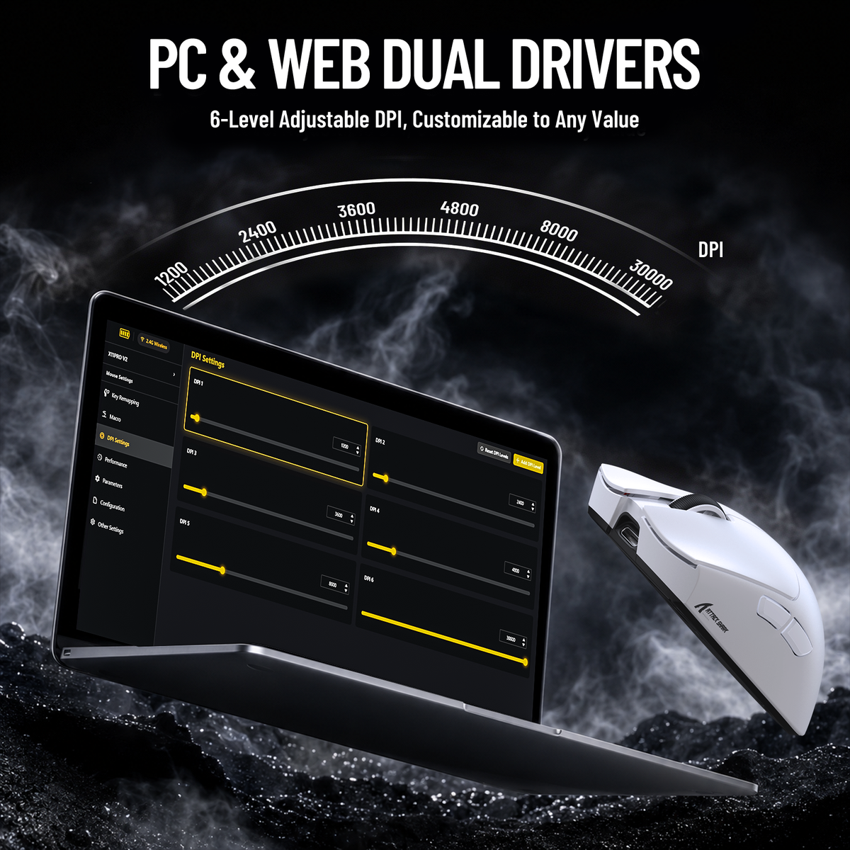 ATTACK SHARK X11 PRO V2 Kabellose Gaming-Maus mit TFT-Display, Ladestation und C06 Spiralkabel
