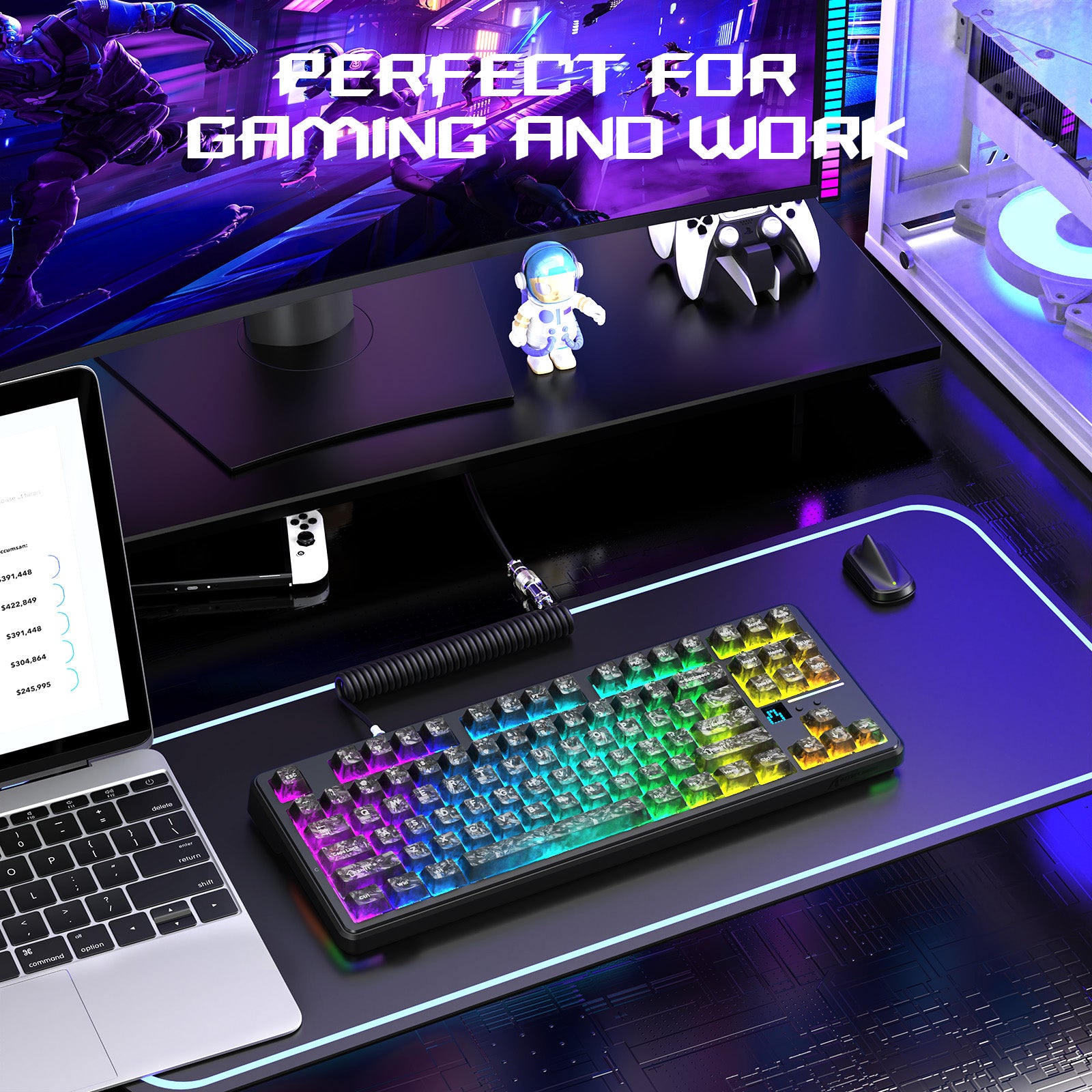 ATTACK SHARK X87 ULTRA Kabellose Gaming-Tastatur mit 8KHz-Empfänger und RGB-Spiralkabel