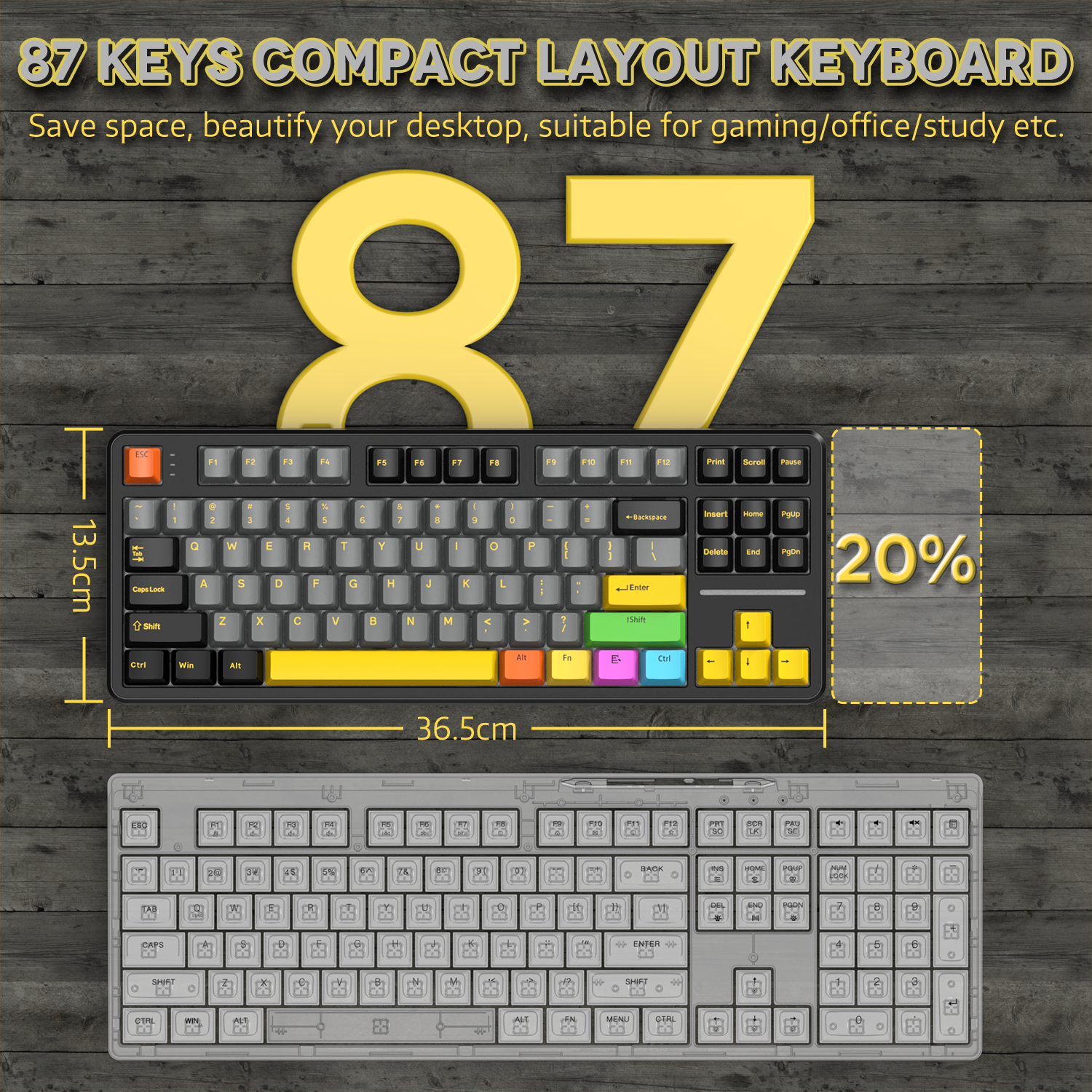 ATTACK SHARK X87 Tri-Mode-Dichtungstastatur