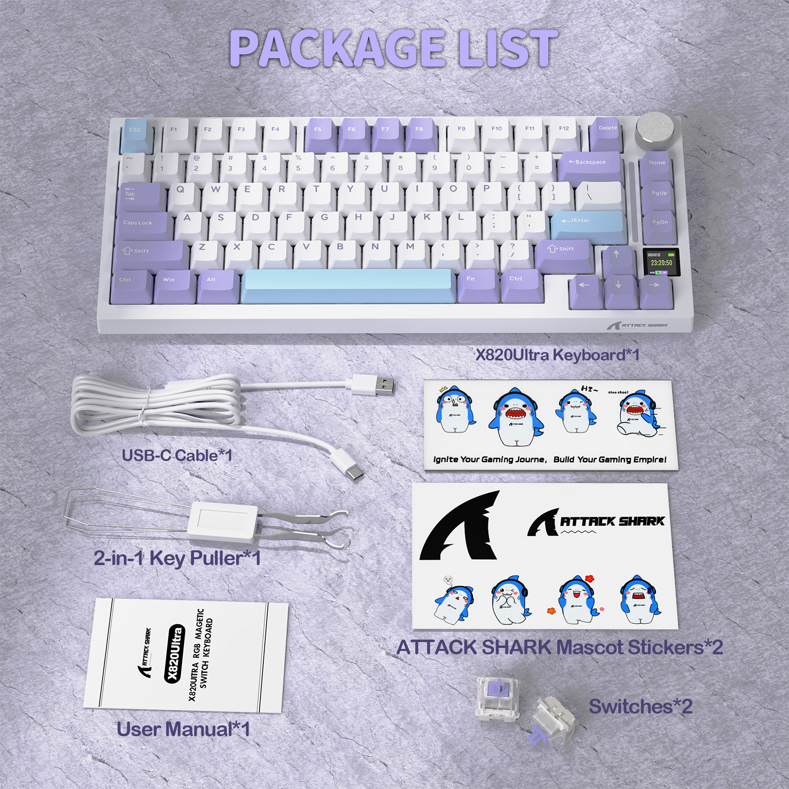 ATTACK SHARK X820Ultra Tri-Mode-Dichtungs-Mechanische Tastatur