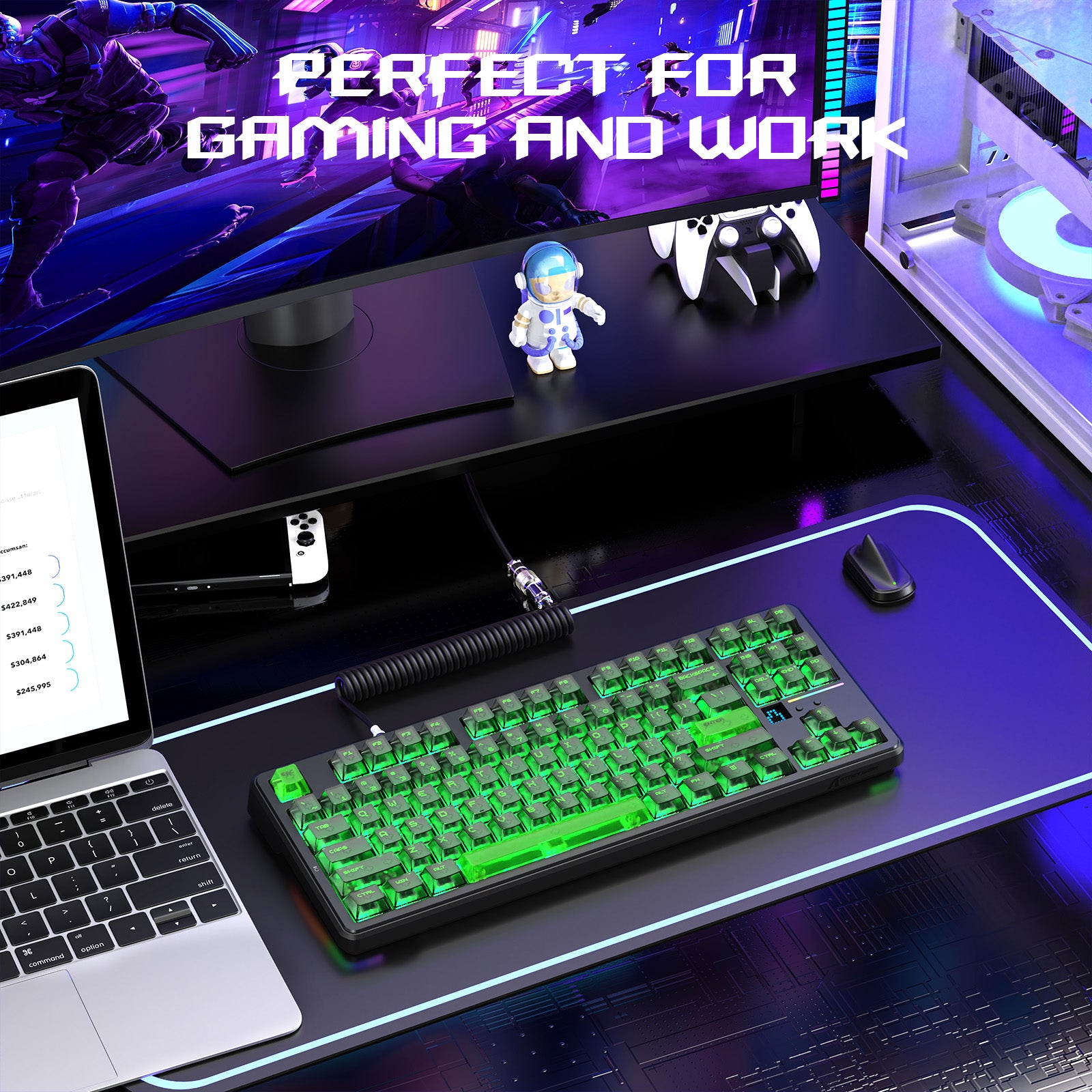 ATTACK SHARK X87 ULTRA Kabellose Gaming-Tastatur mit 8KHz-Empfänger und RGB-Spiralkabel