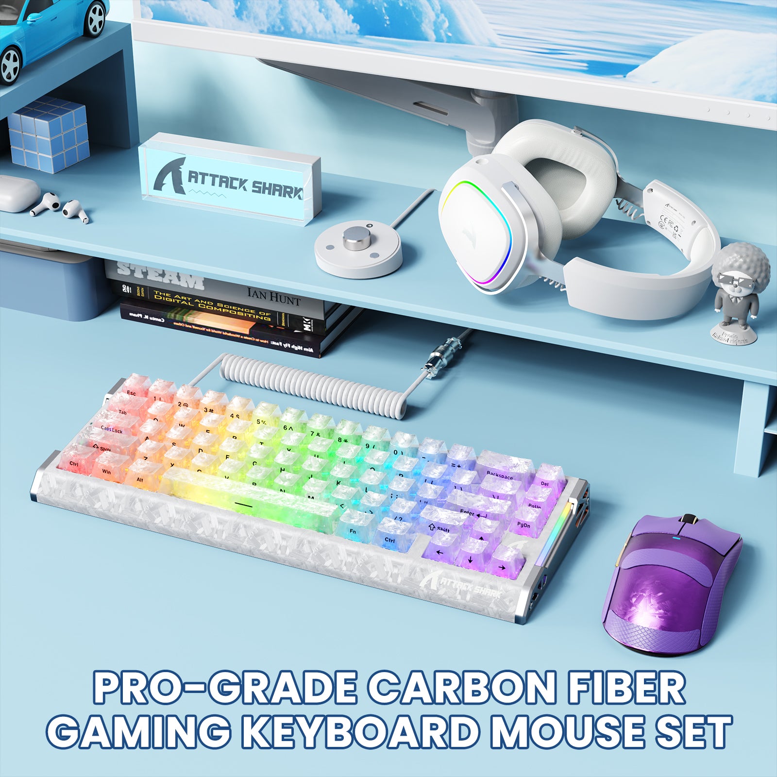 ATTACK SHARK R68 HE X11 ULTRA Carbon Fiber gaming bundle with RGB keyboard & mouse.