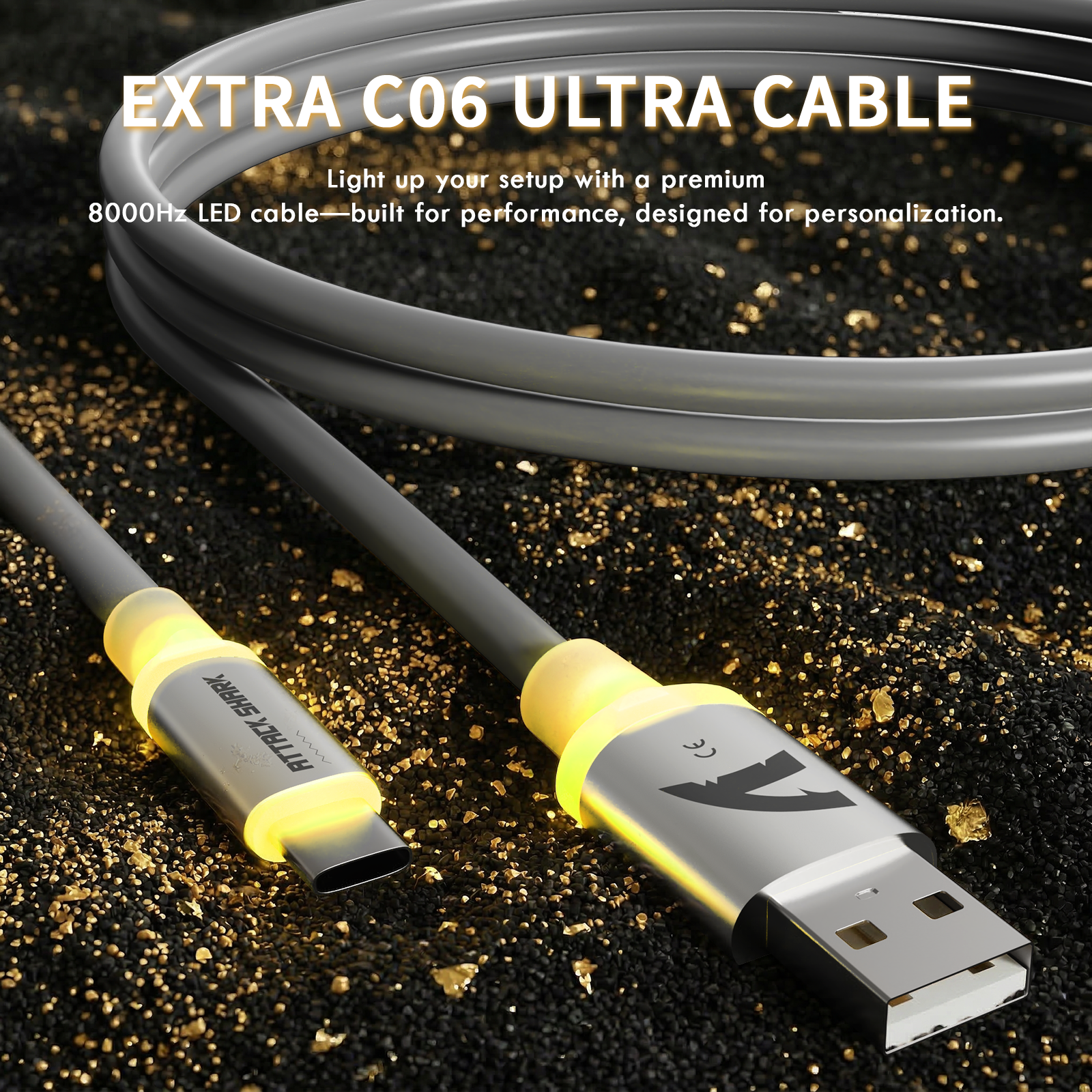 ATTACK SHARK X11 ULTRA Carbonfaser Kabellose Gaming-Maus mit C06 Ultra LED-Kabel