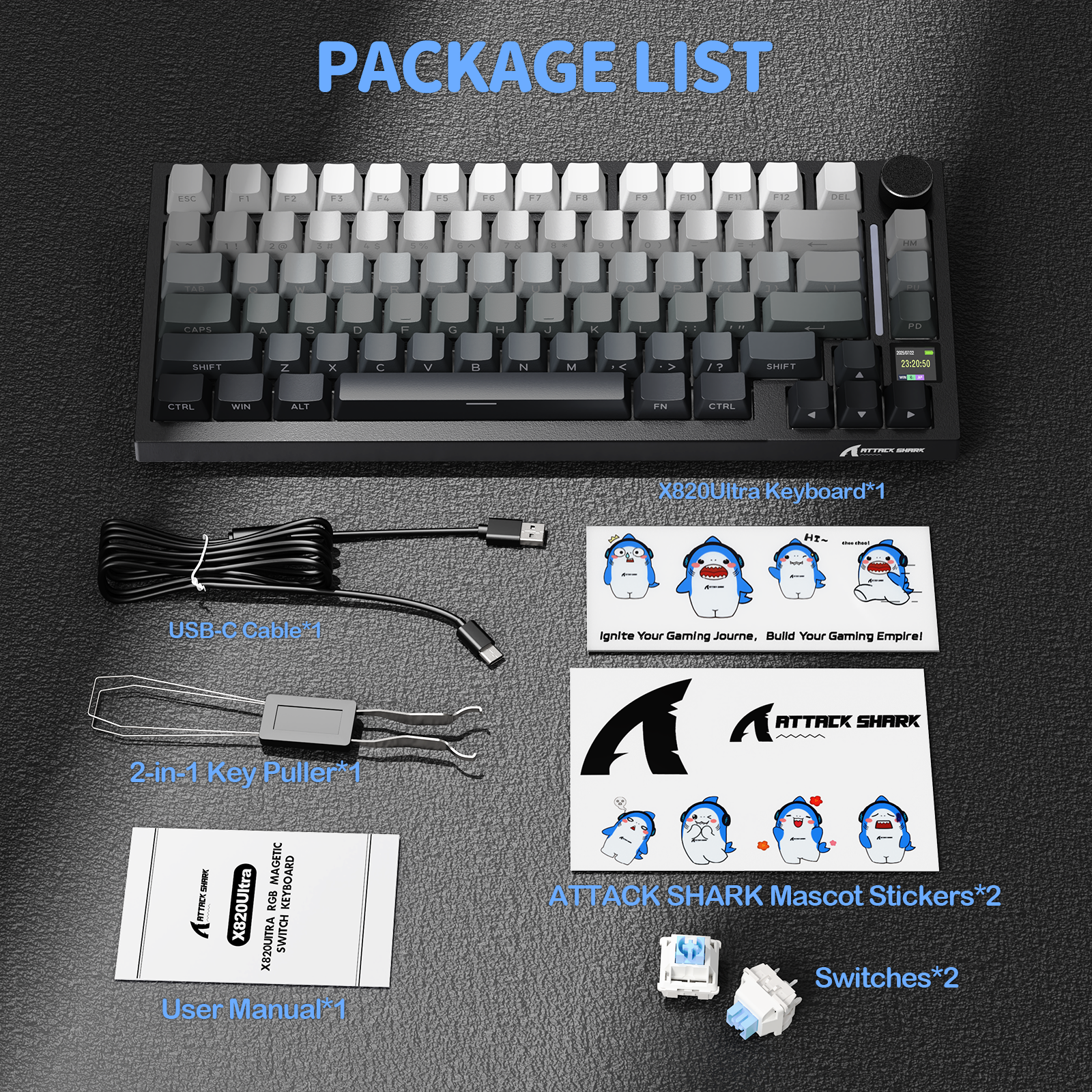 ATTACK SHARK X820Ultra Tri-Mode-Dichtungs-Mechanische Tastatur