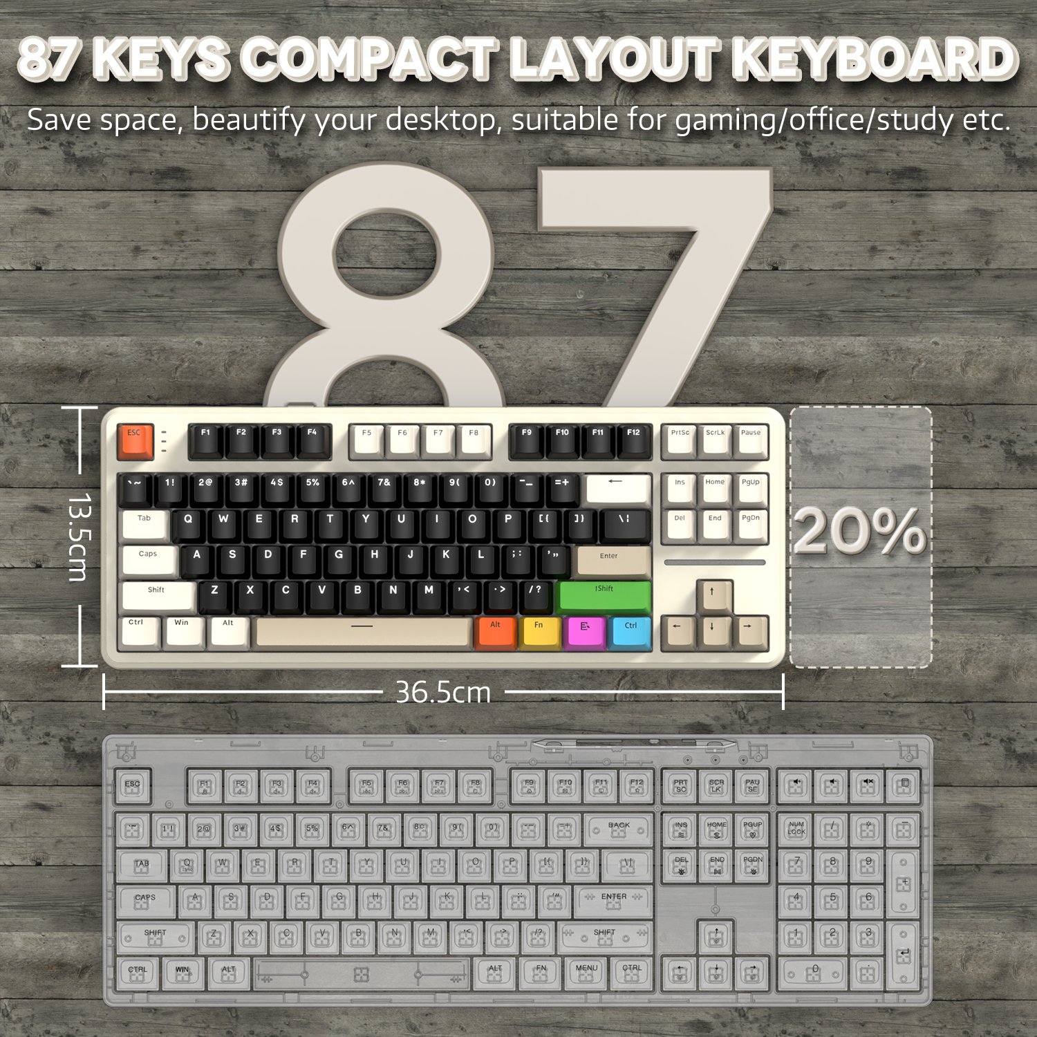 ATTACK SHARK X87 Tri-Mode-Dichtungstastatur