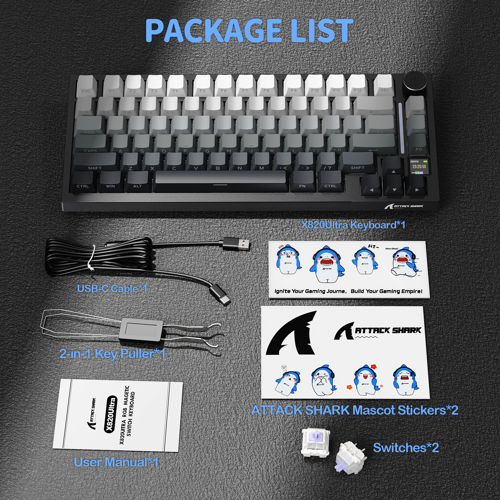 ATTACK SHARK X820Ultra Tri-Mode-Dichtungs-Mechanische Tastatur