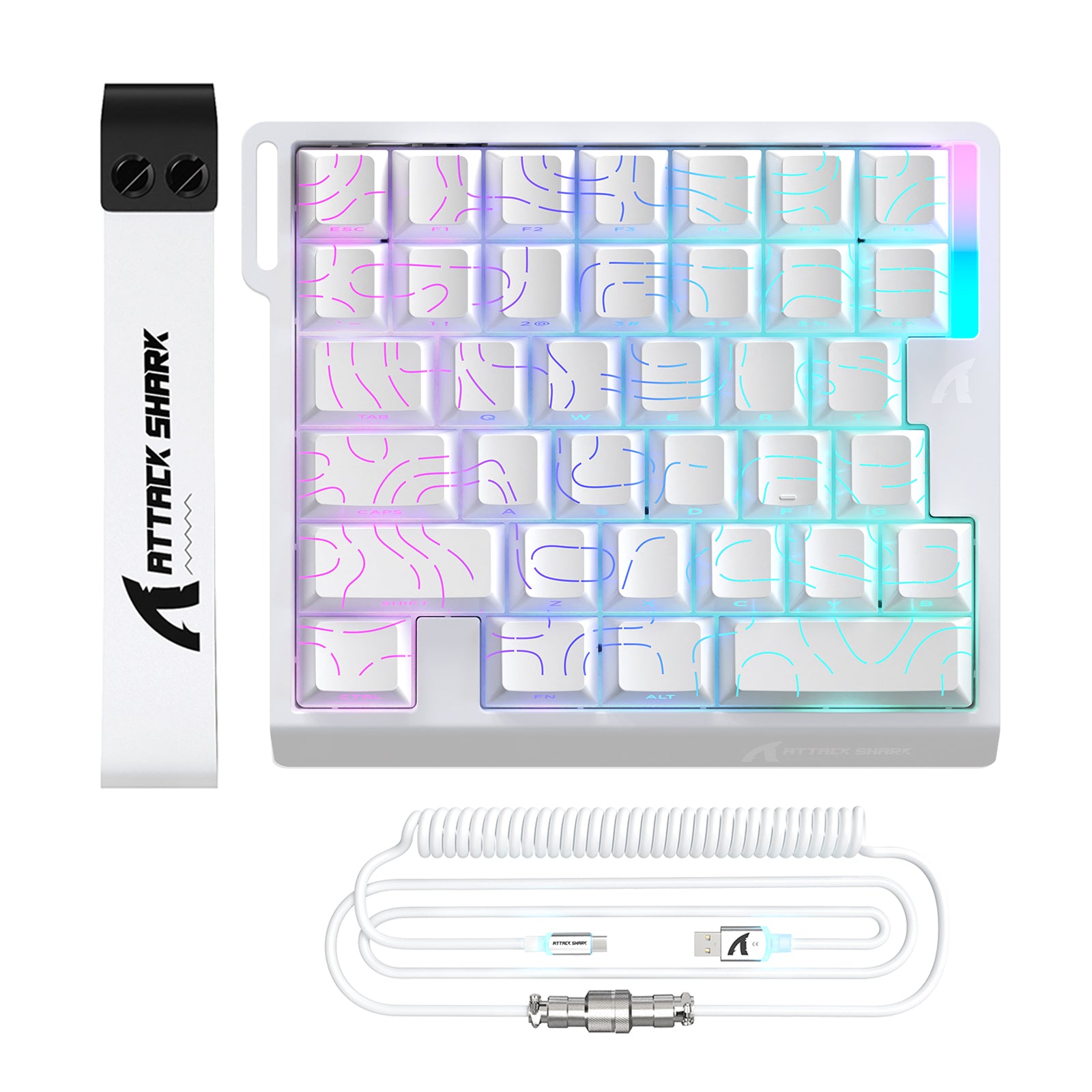 ATTACK SHARK M36 HE Einhändiges Tastatur mit Magnetischem Schalter & C01 ULTRA LED Aviator Kabel