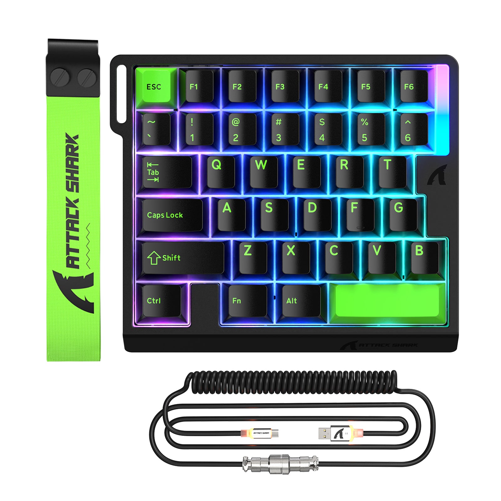 ATTACK SHARK M36 HE Einhändiges Tastatur mit Magnetischem Schalter & C01 ULTRA LED Aviator Kabel