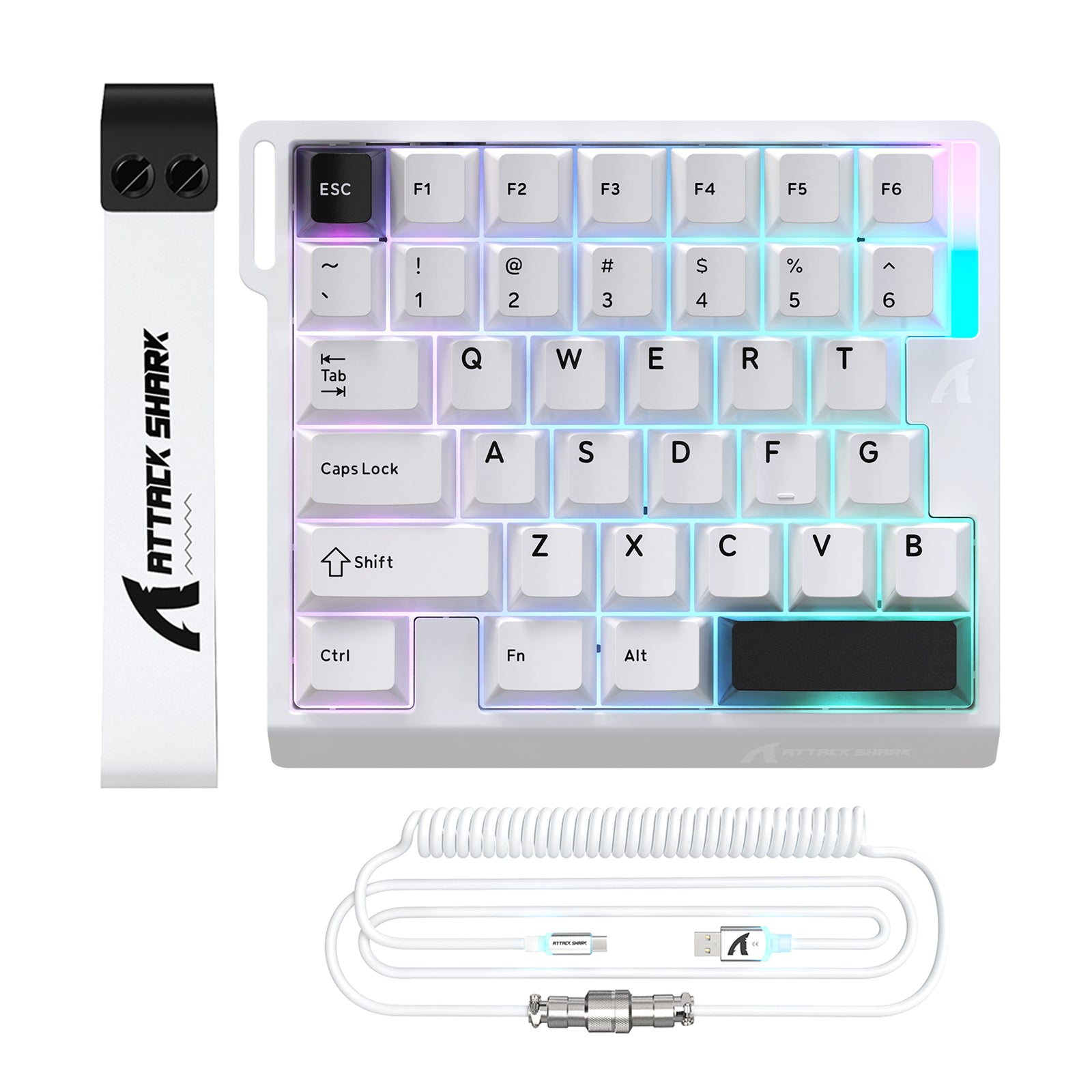 ATTACK SHARK M36 HE Einhändiges Tastatur mit Magnetischem Schalter & C01 ULTRA LED Aviator Kabel