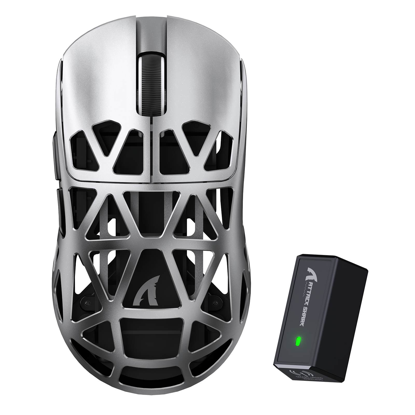 Silver honeycomb wireless gaming mouse with receiver