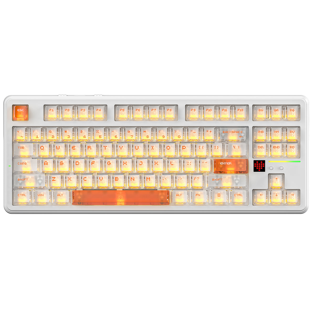 ATTACK SHARK X87 ULTRA 8K white wireless mechanical keyboard, RGB translucent keys.