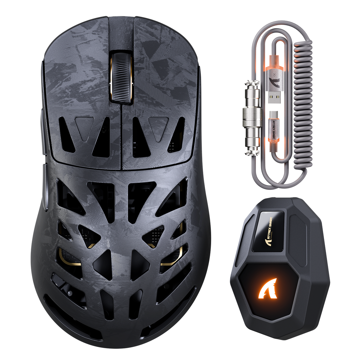 ATTACK SHARK RS6 ULTRA Carbonfaser kabellose Gaming-Maus mit PAW3955MAX