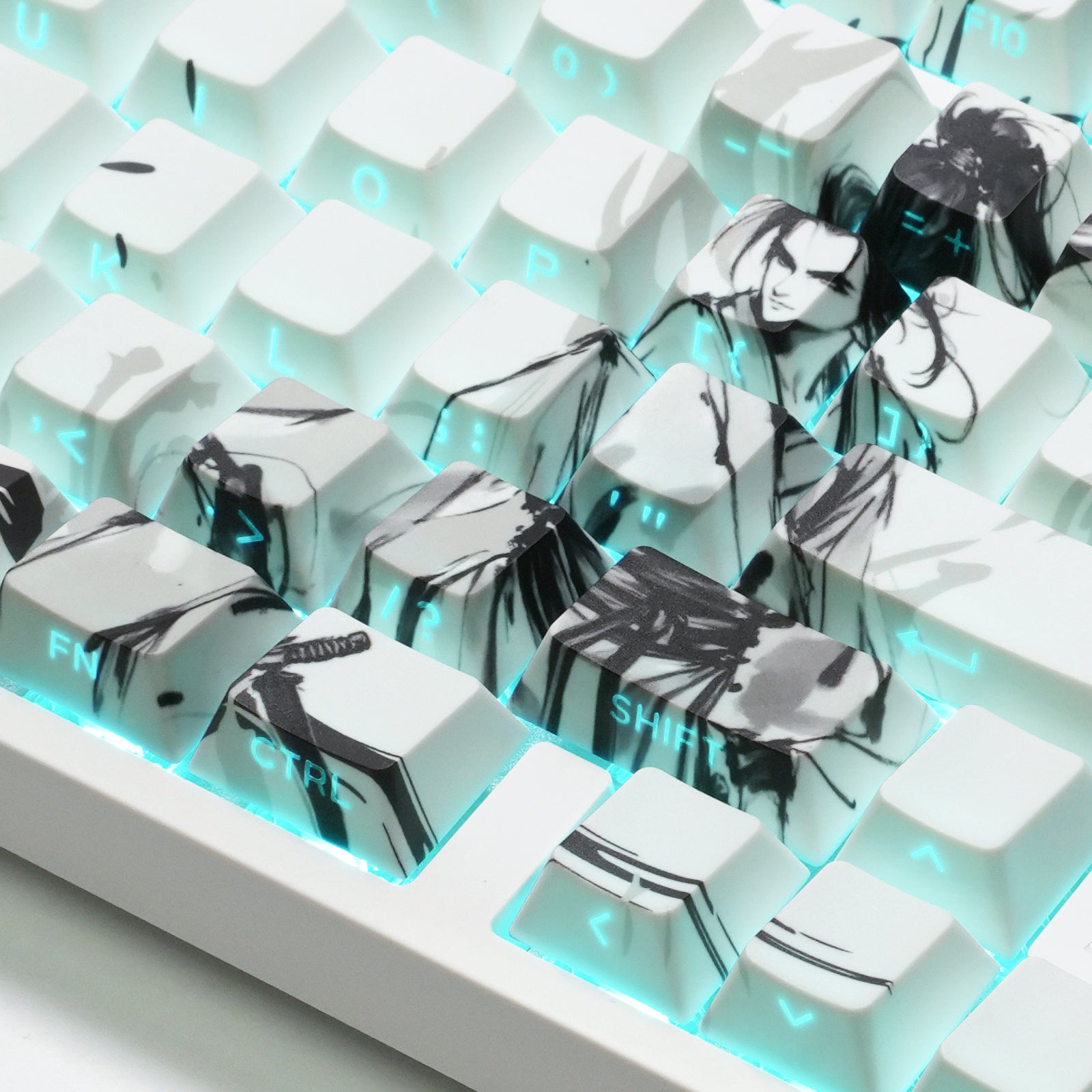 ATTACK SHARK SK02, 129 Tasten, seitlich bedruckte PBT-Tastenkappen, ANSI/ISO, fahrender Ritter