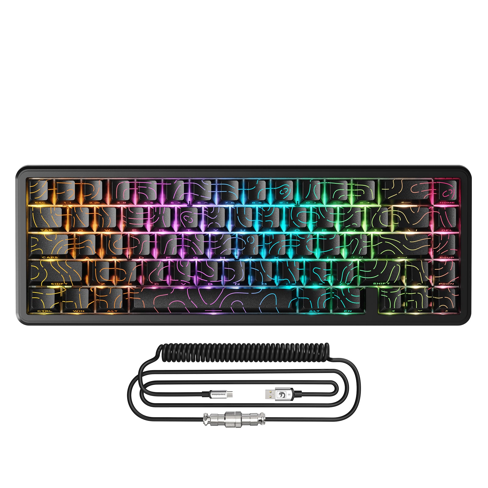 ATTACK SHARK X65 HE Magnetischer Schalter Rapid Trigger Tastatur mit 8Khz Spiralkabel