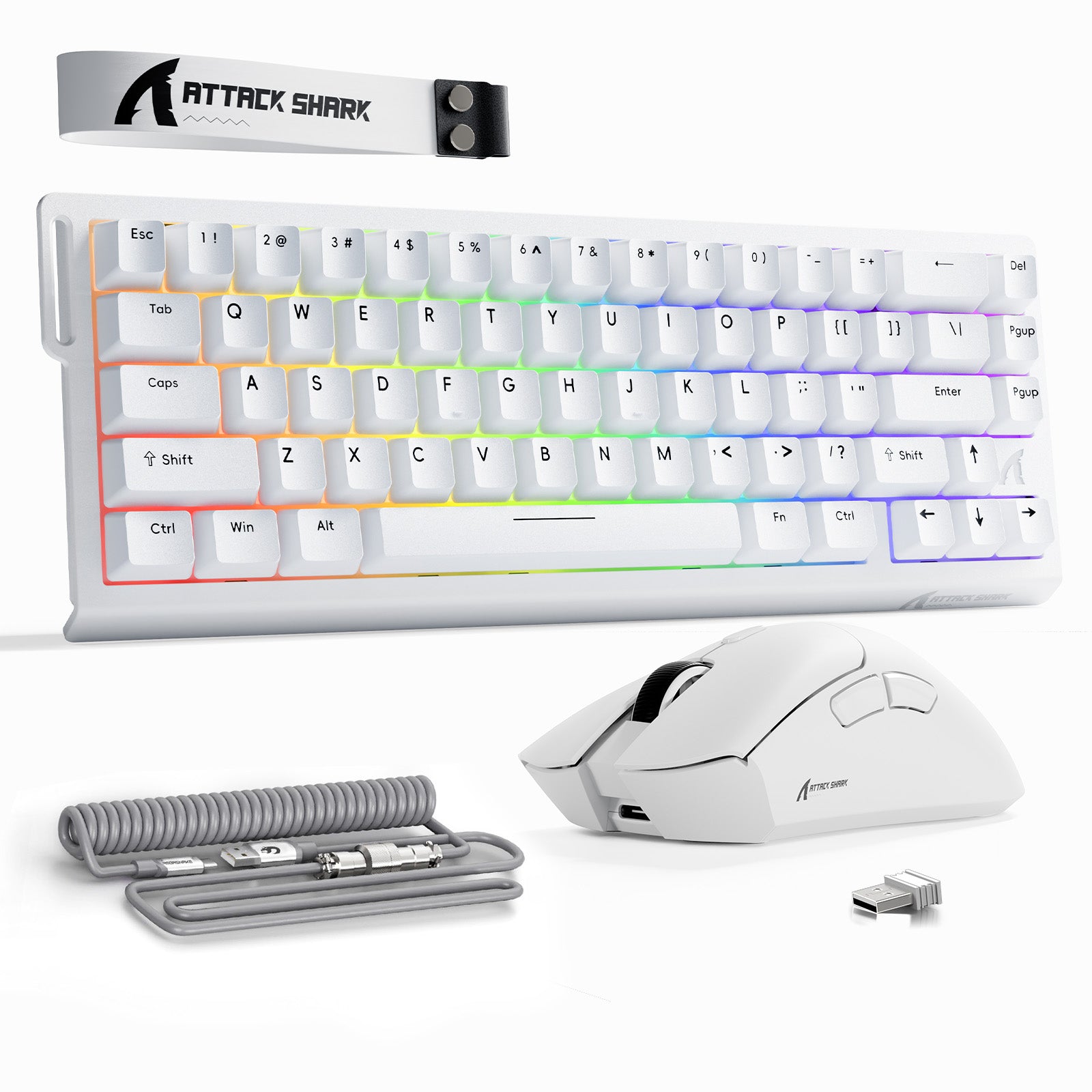ATTACK SHARK X68HE Rapid Trigger Tastatur + R1 Kabellose Gaming-Maus + C01 Spiralkabel-Bundle
