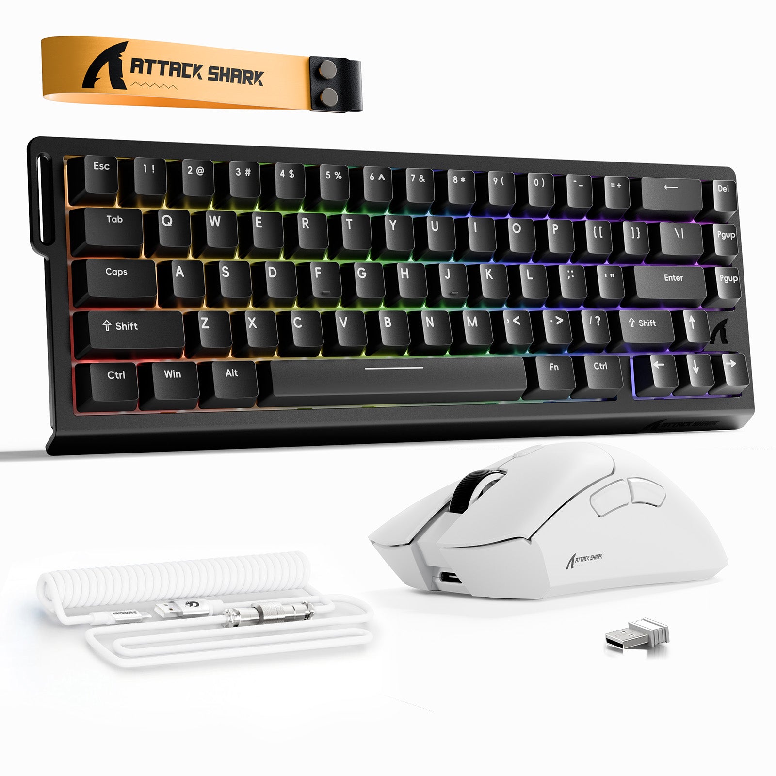 ATTACK SHARK X68HE Rapid Trigger Tastatur + R1 Kabellose Gaming-Maus + C01 Spiralkabel-Bundle