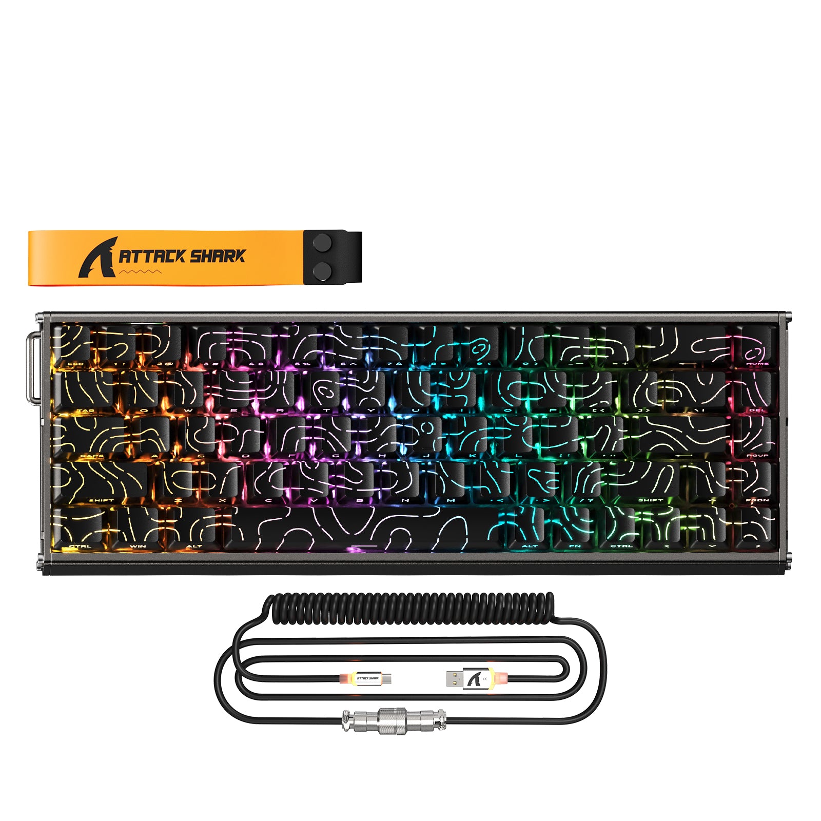 ATTACK SHARK X68MAX HE Rapid Trigger CNC Aluminium-Tastatur mit magnetischem Schalter und C01Ultra RGB Spiralkabel