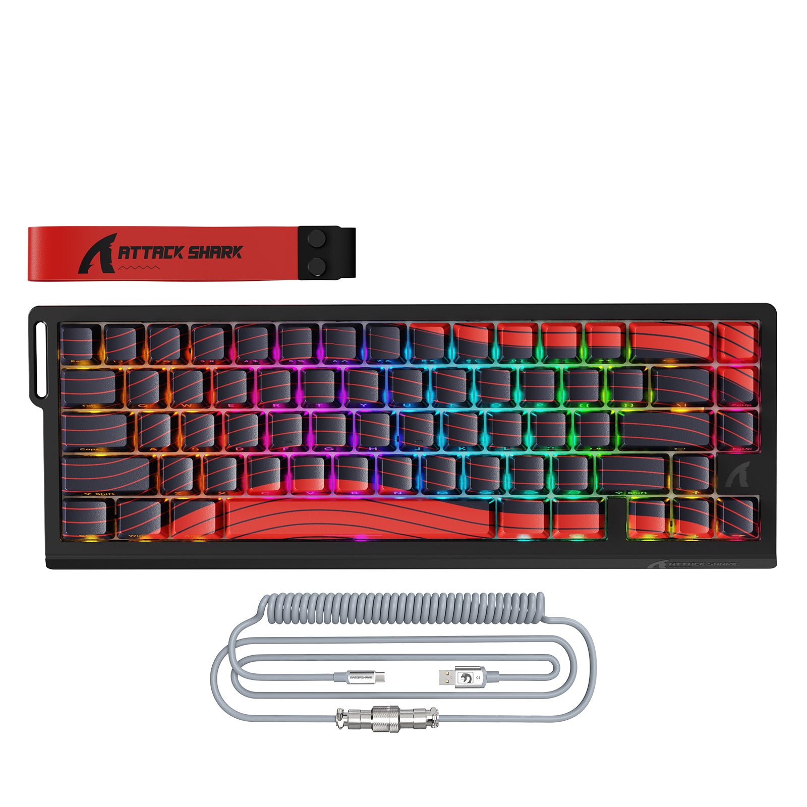 ATTACK SHARK X68PRO HE Kabellose Rapid Trigger Tastatur mit Spiralkabel