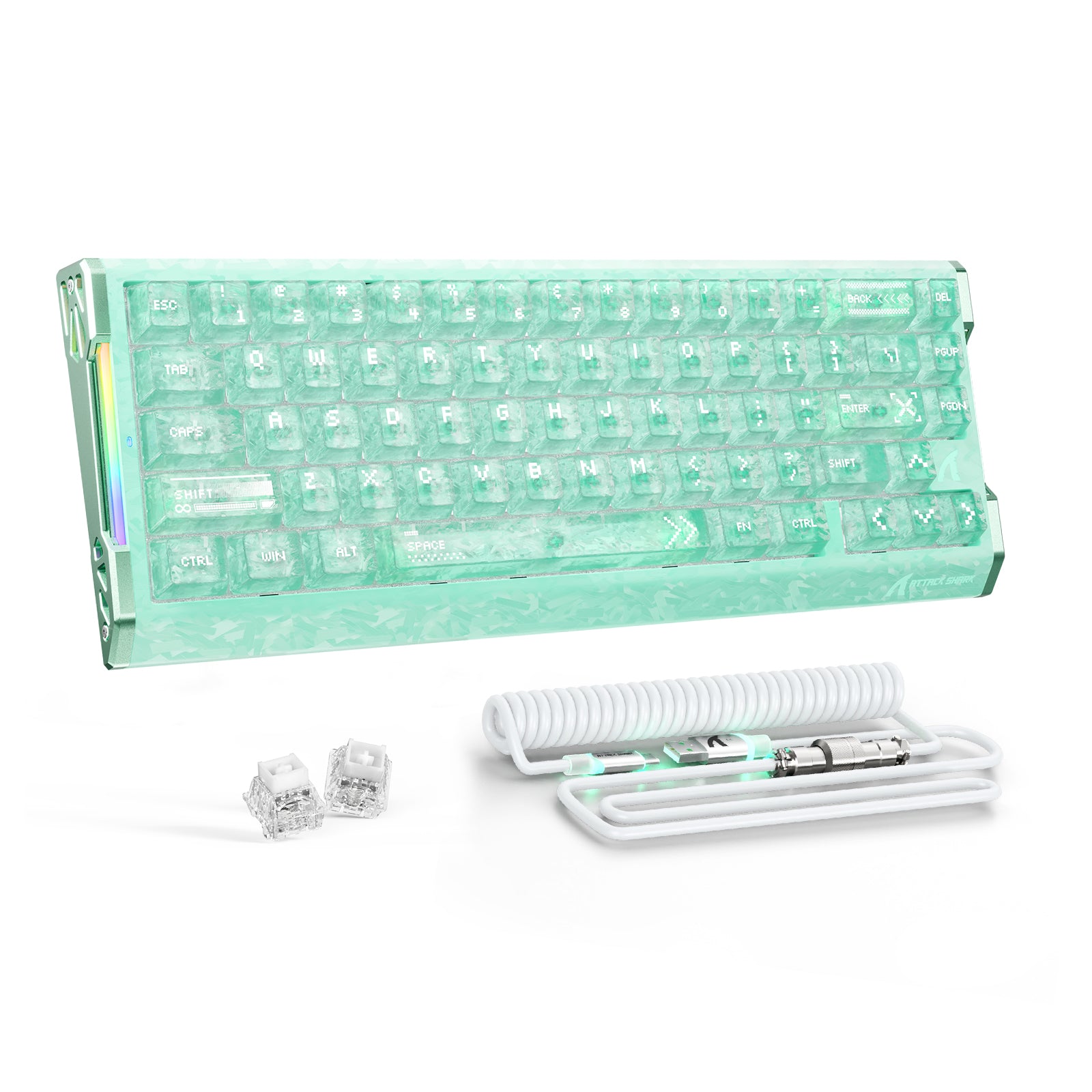 ATTACK SHARK R68 HE Kohlefaser Kabelgebundene Rapid Trigger Magnetischer Schalter Tastatur mit C01 Ultra RGB Spiralkabel