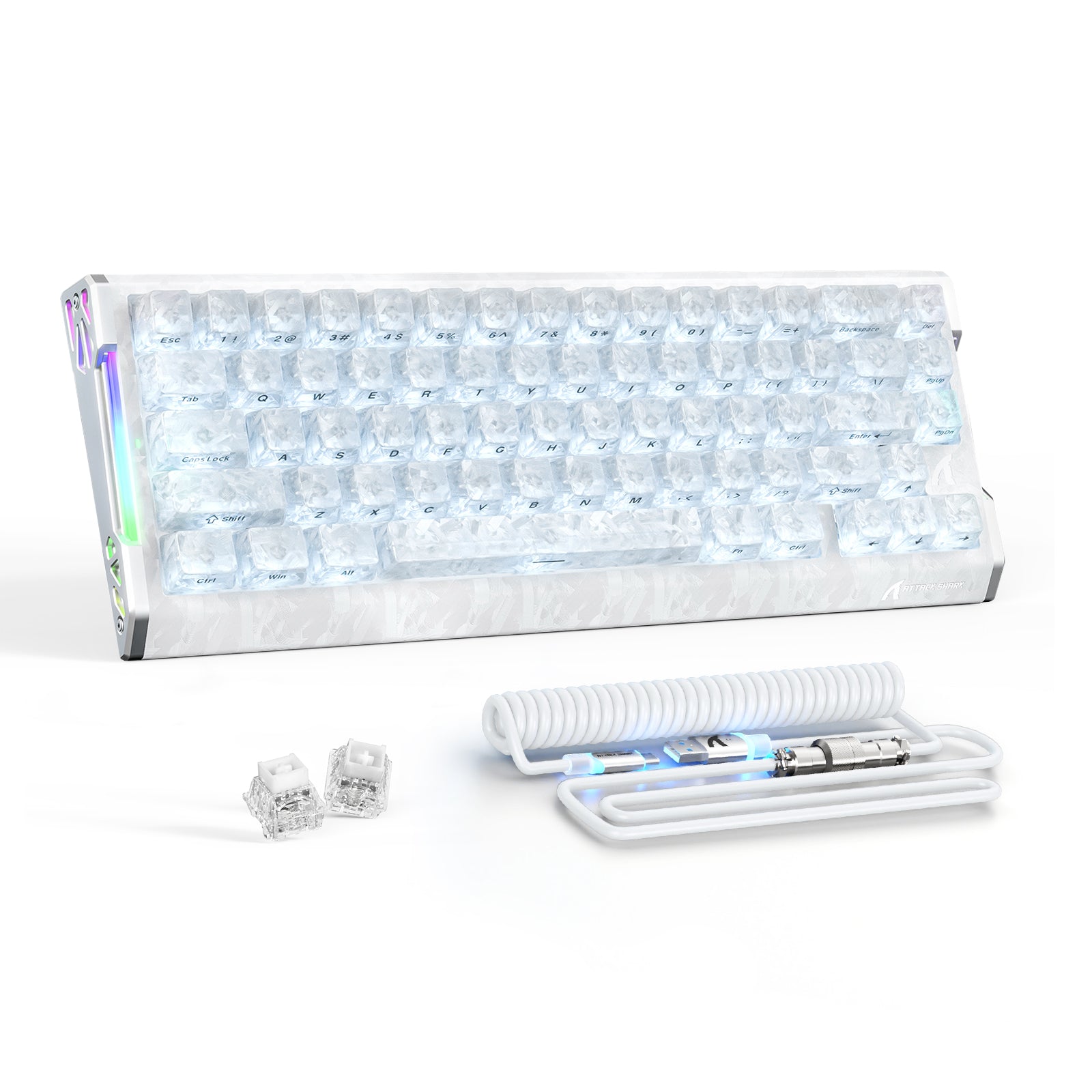 ATTACK SHARK R68 HE Kohlefaser Kabelgebundene Rapid Trigger Magnetischer Schalter Tastatur mit C01 Ultra RGB Spiralkabel