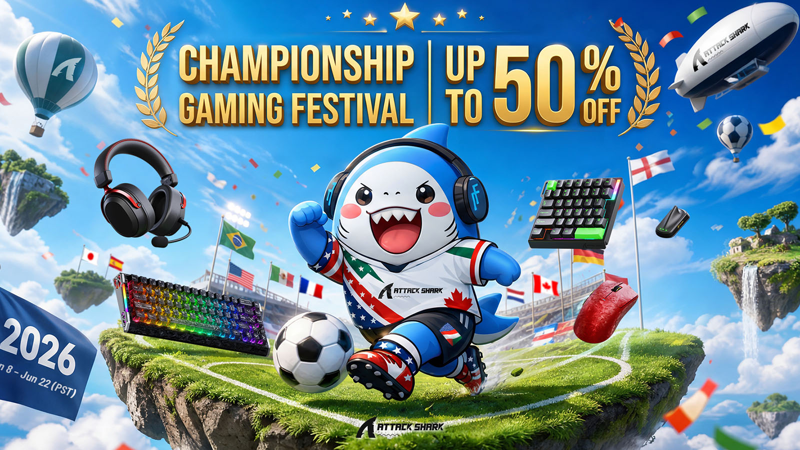 Championship Gaming Festival: Feiere die Weltmeisterschaftssaison mit ATTACK SHARK