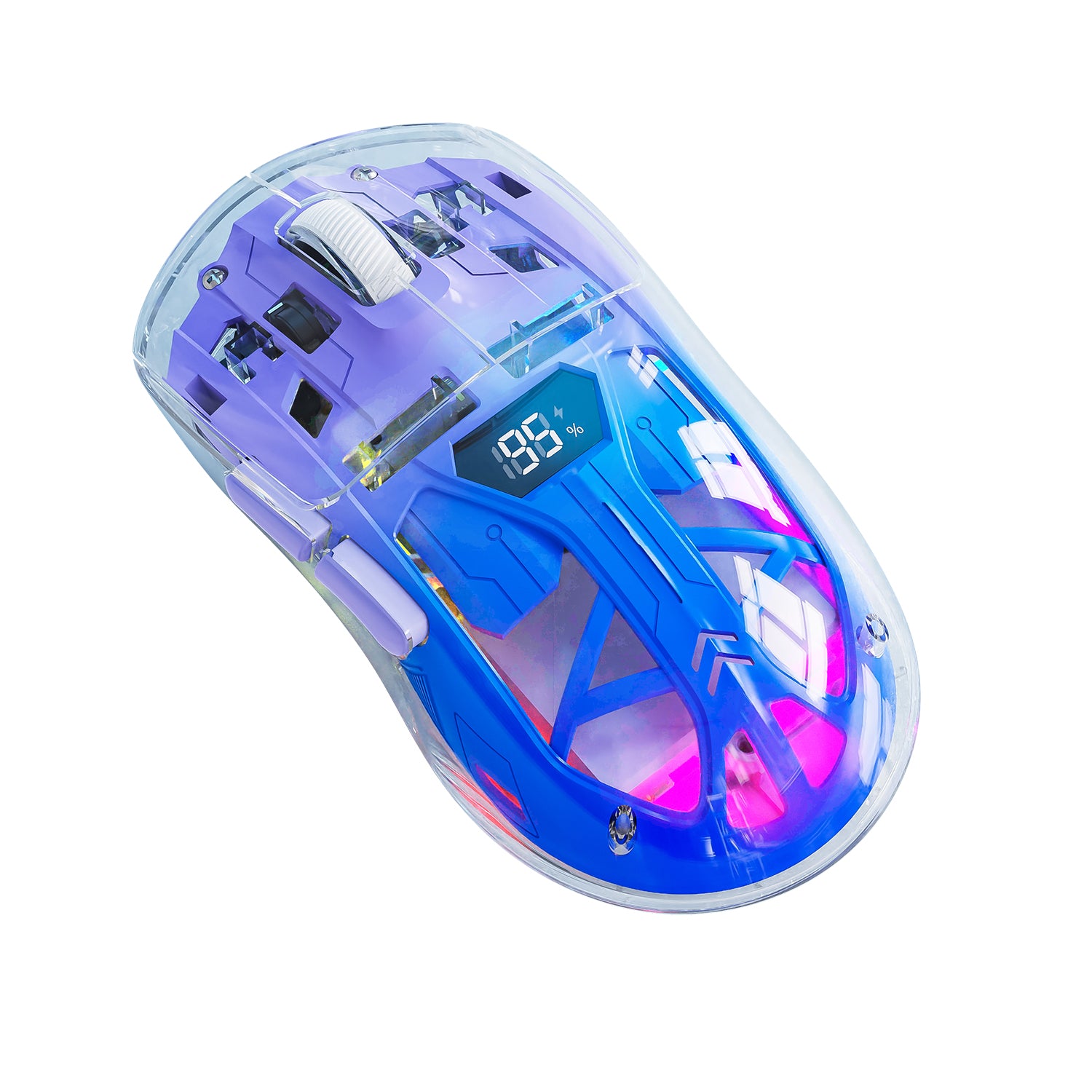 ATTACK SHARK A2 Transparente RGB-Kabellose Maus mit Batteriestandsanzeige