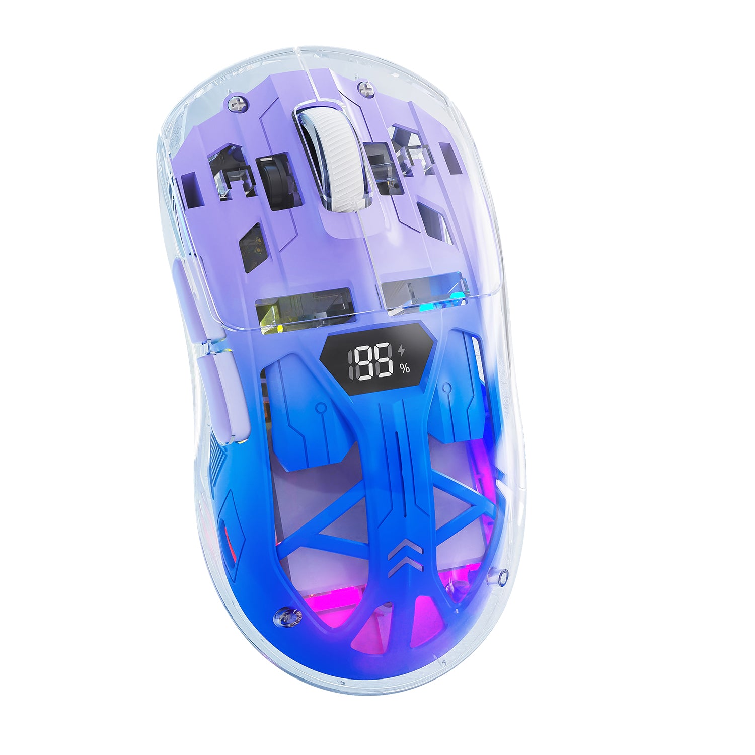 ATTACK SHARK A2 Transparente RGB-Kabellose Maus mit Batteriestandsanzeige