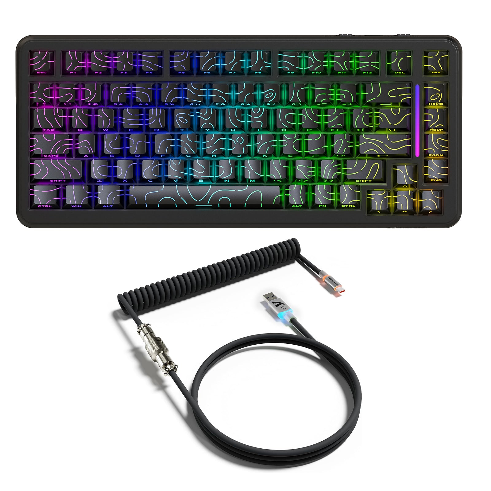 ATTACK SHARK X82PRO HE Magnetic Keyboard With C01Ultra RGB Coiled Cable