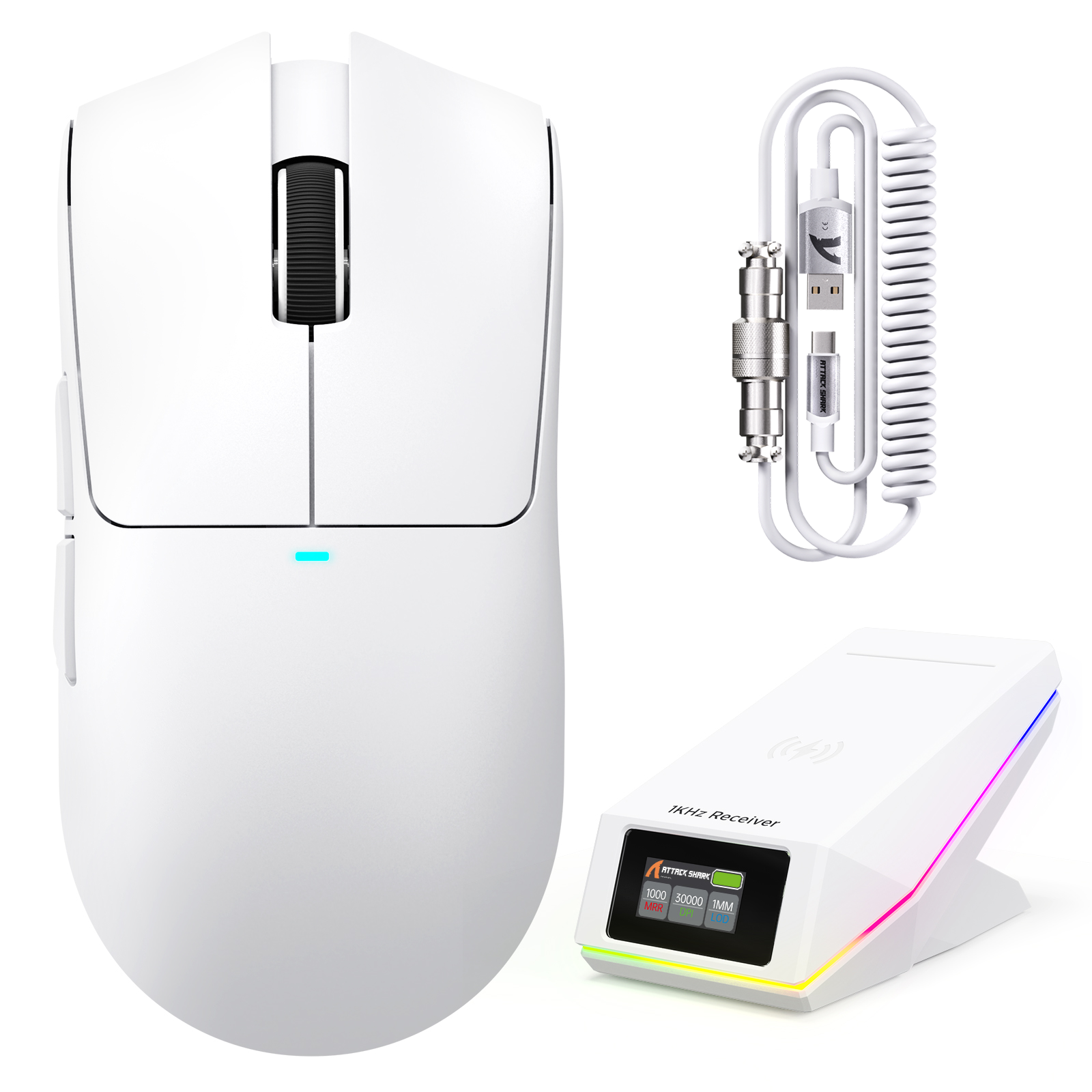 ATTACK SHARK X11 PRO V2 Kabellose Gaming-Maus mit TFT-Display, Ladestation und C06 Spiralkabel