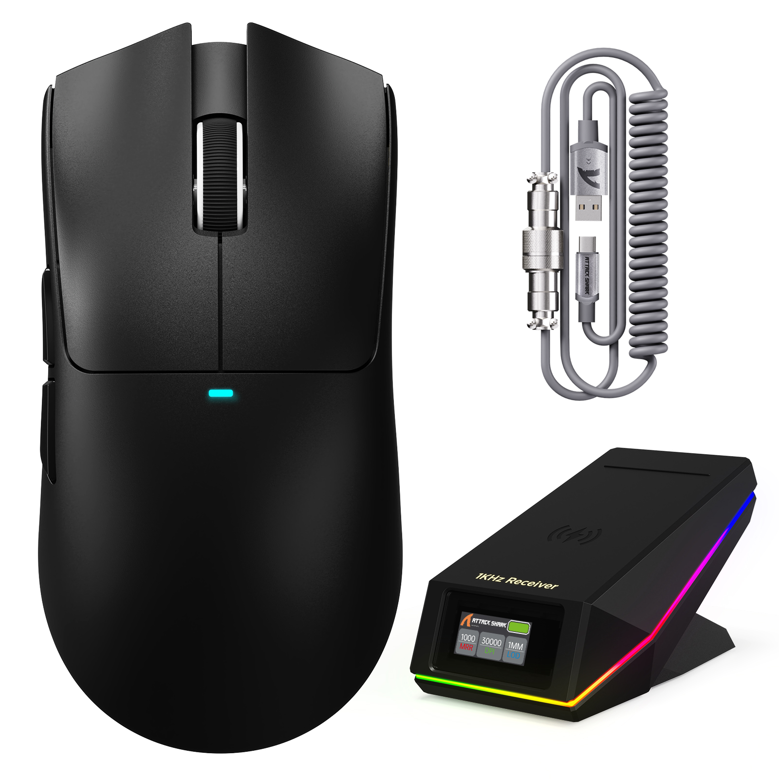 ATTACK SHARK X11 PRO V2 Kabellose Gaming-Maus mit TFT-Display, Ladestation und C06 Spiralkabel