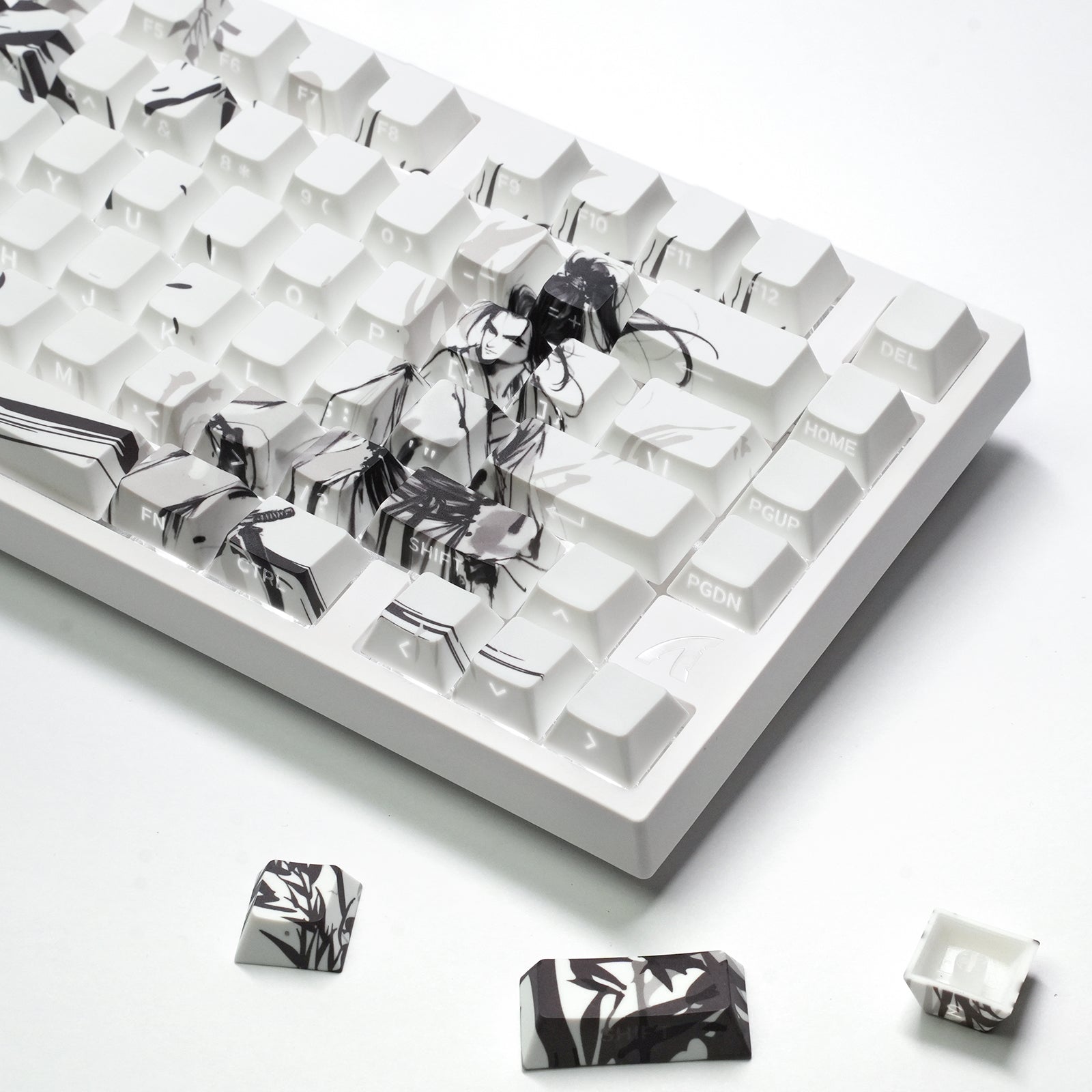 ATTACK SHARK SK02, 129 Tasten, seitlich bedruckte PBT-Tastenkappen, ANSI/ISO, fahrender Ritter
