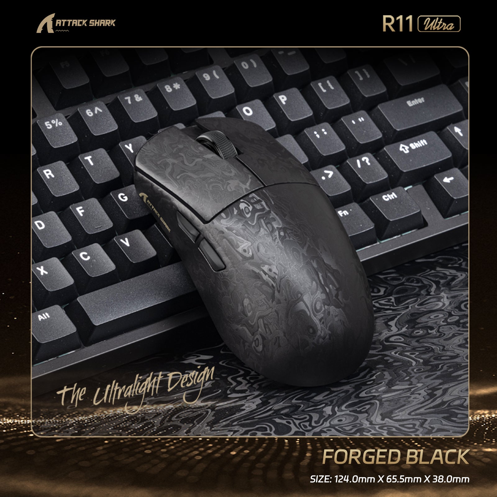 ATTACK SHARK R11 ULTRA Carbon Fiber Wireless 8K PAW3950MAX Gaming-Maus