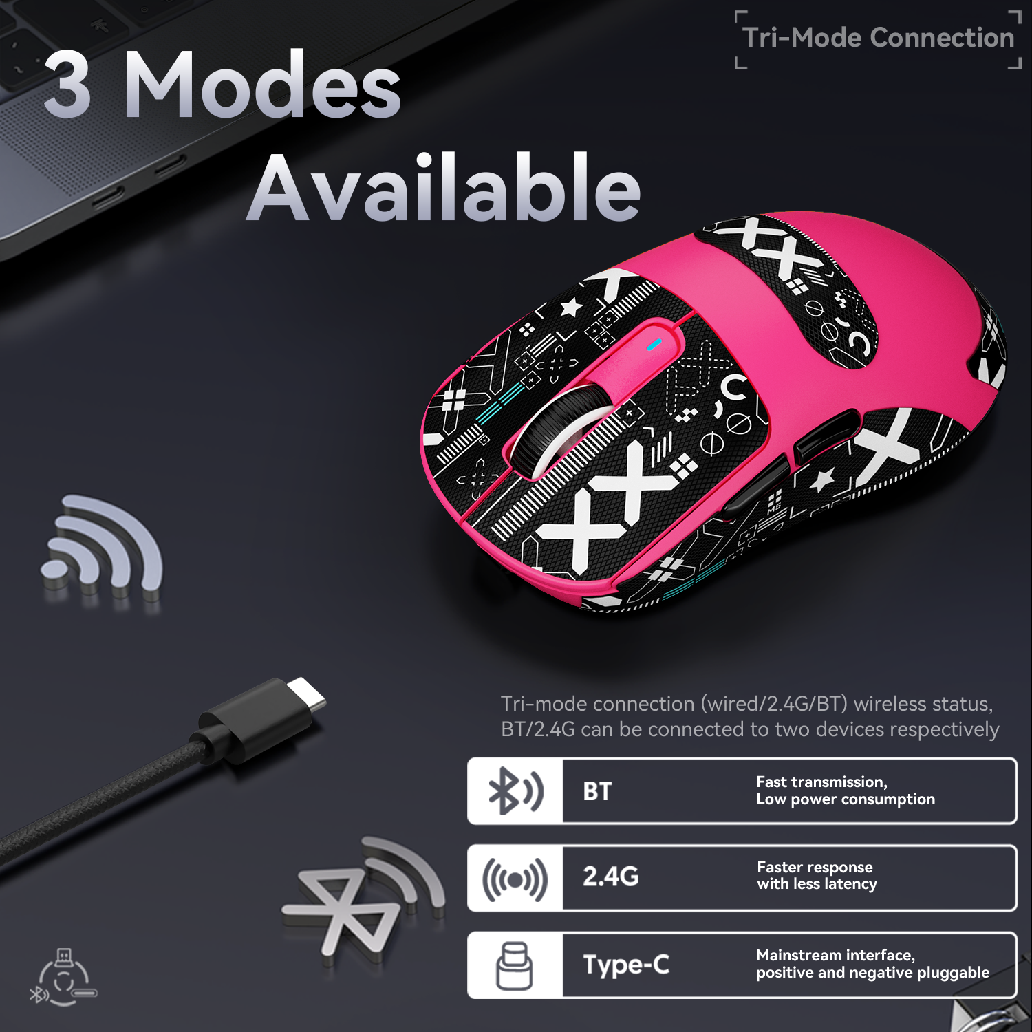ATTACK SHARK X3 Kabellose Gaming-Maus PAW3395 Superleicht
