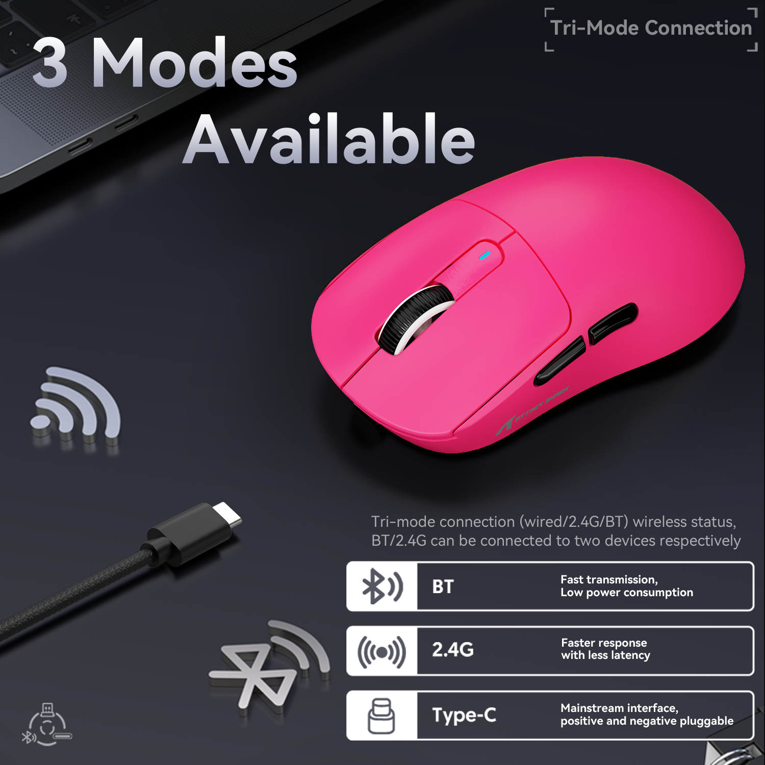 ATTACK SHARK X3 Kabellose Gaming-Maus PAW3395 Superleicht