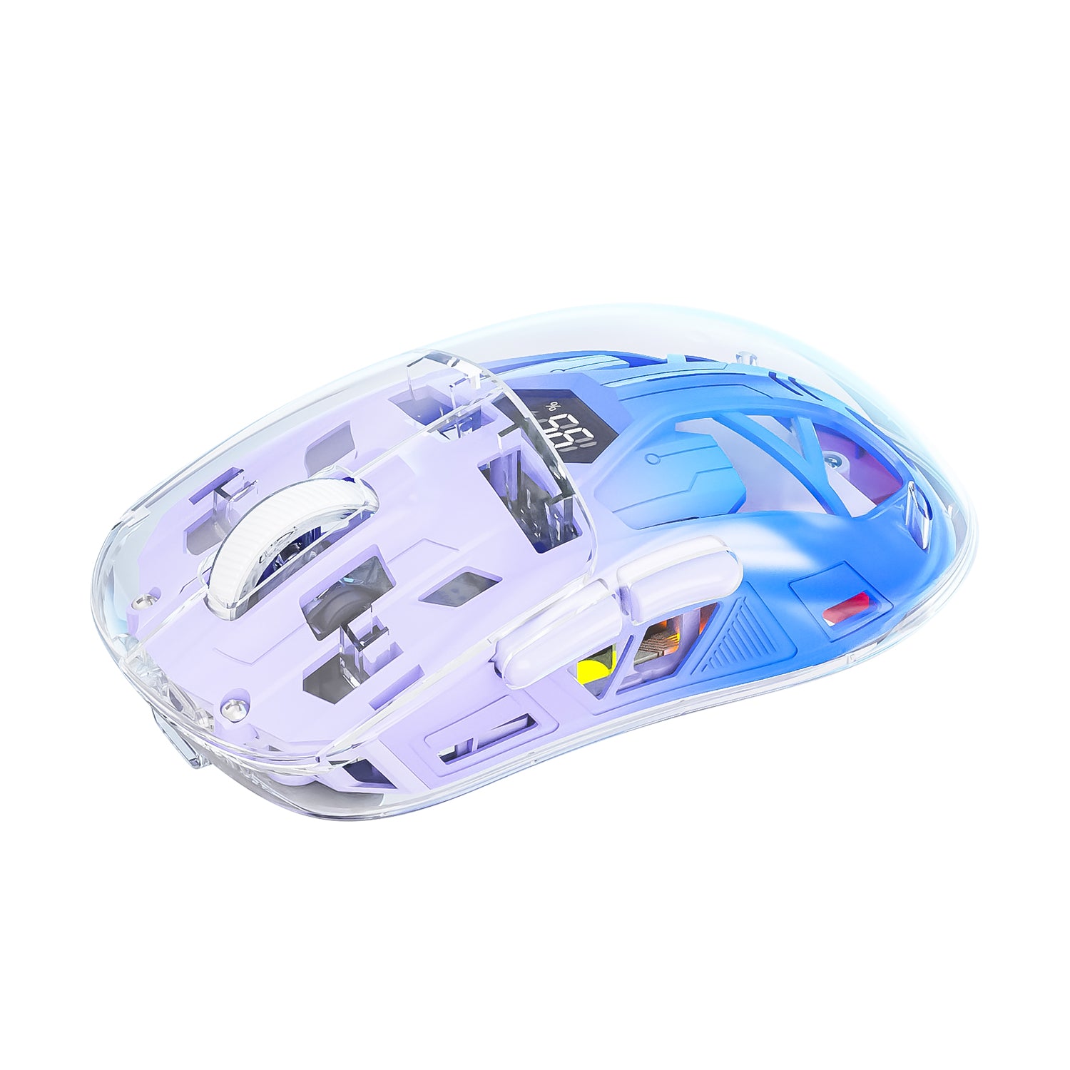 ATTACK SHARK A2 Transparente RGB-Kabellose Maus mit Batteriestandsanzeige