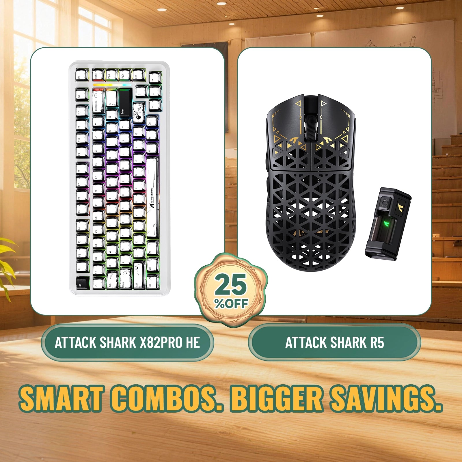 ATTACK SHARK X82PRO HE Rapid Trigger Tastatur + R5 Carbonfaser Kabellose Gaming-Maus Bundle