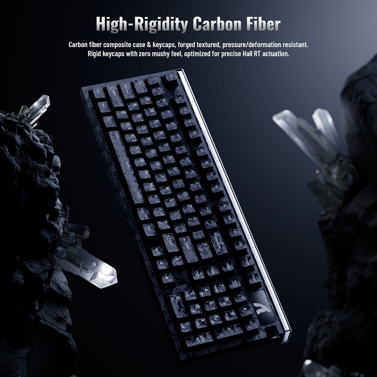 ATTACK SHARK R98 HE Carbonfaser-Kabelgebundene Tastatur mit schnellem Auslöser, magnetischem Schalter und C01 Ultra RGB Spiralkabel