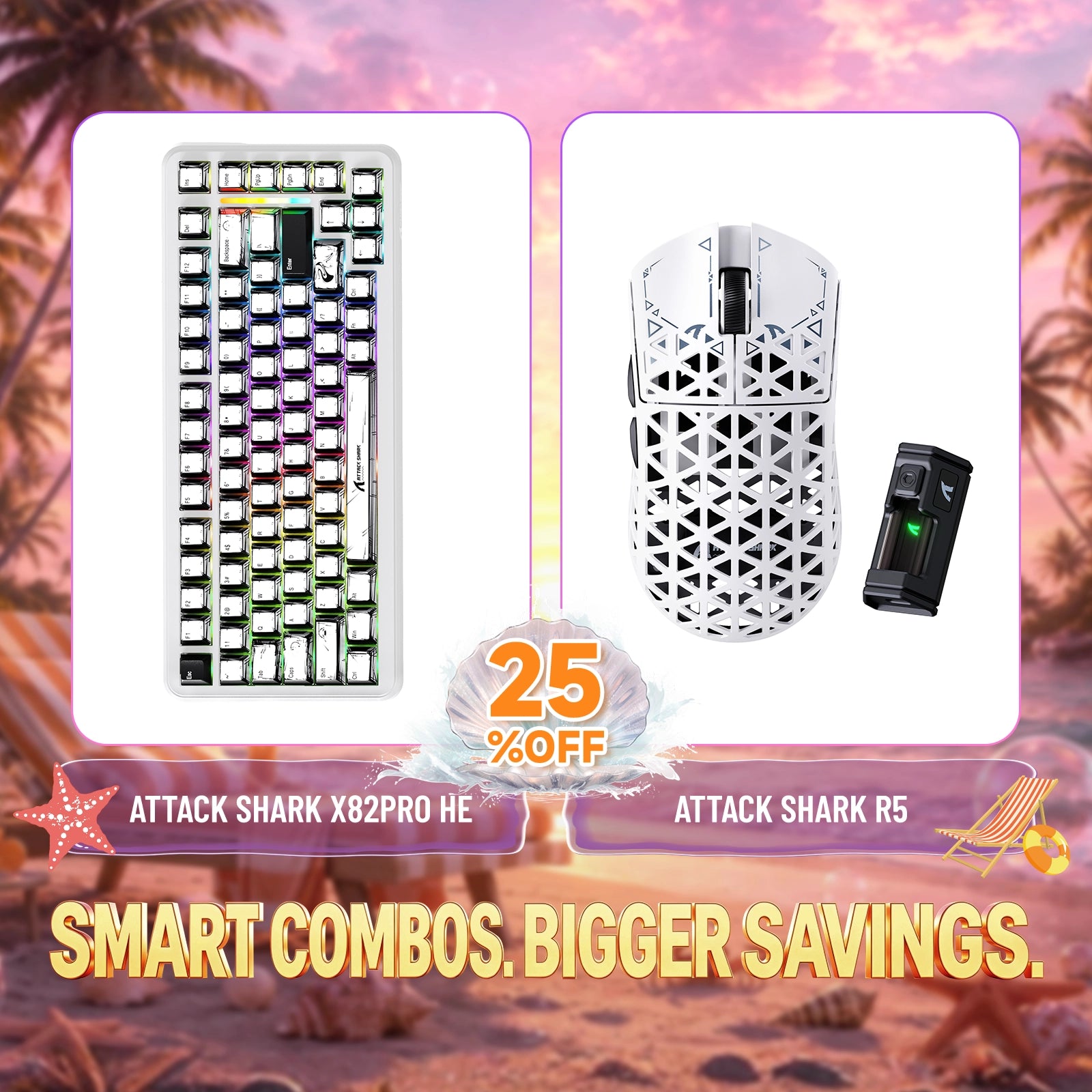 ATTACK SHARK X82PRO HE Rapid Trigger Tastatur + R5 Carbonfaser Kabellose Gaming-Maus Bundle