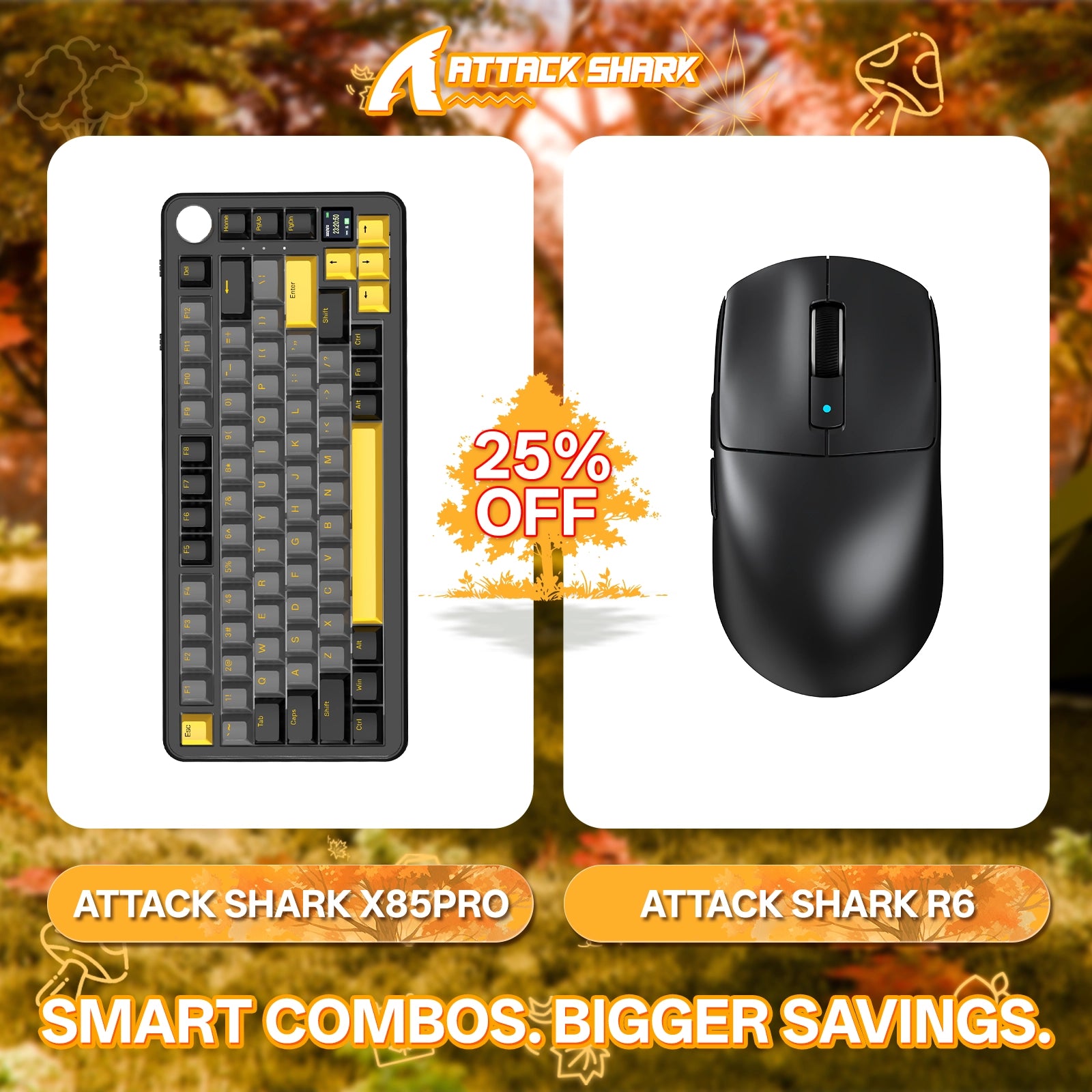 ATTACK SHARK X85PRO Tri-Mode Gasket Mechanische Tastatur + R6 Kabellose Gaming-Maus im Bundle